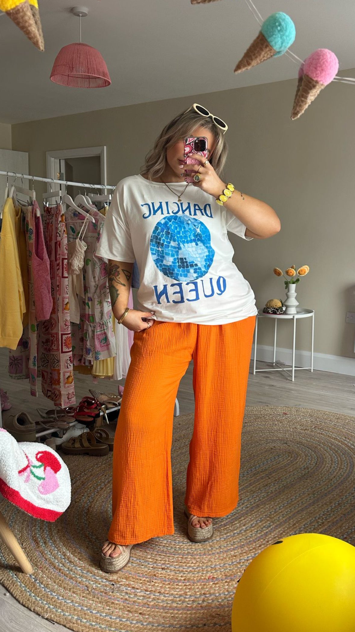 Orange Cheesecloth Trousers