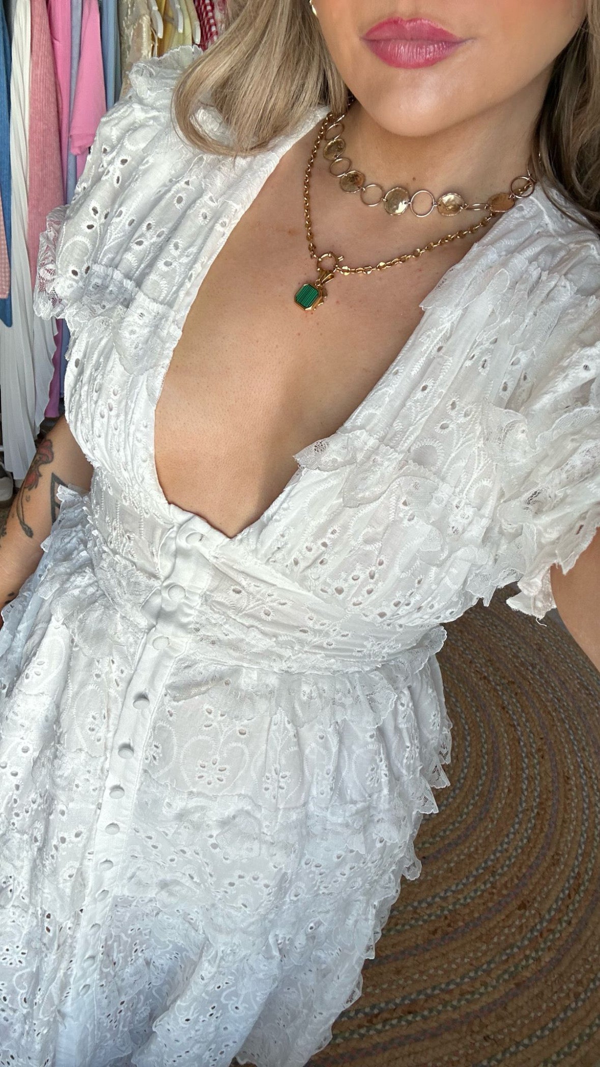 Embroidery Anglaise Midi Dress - White (Pre Order est 17th April)