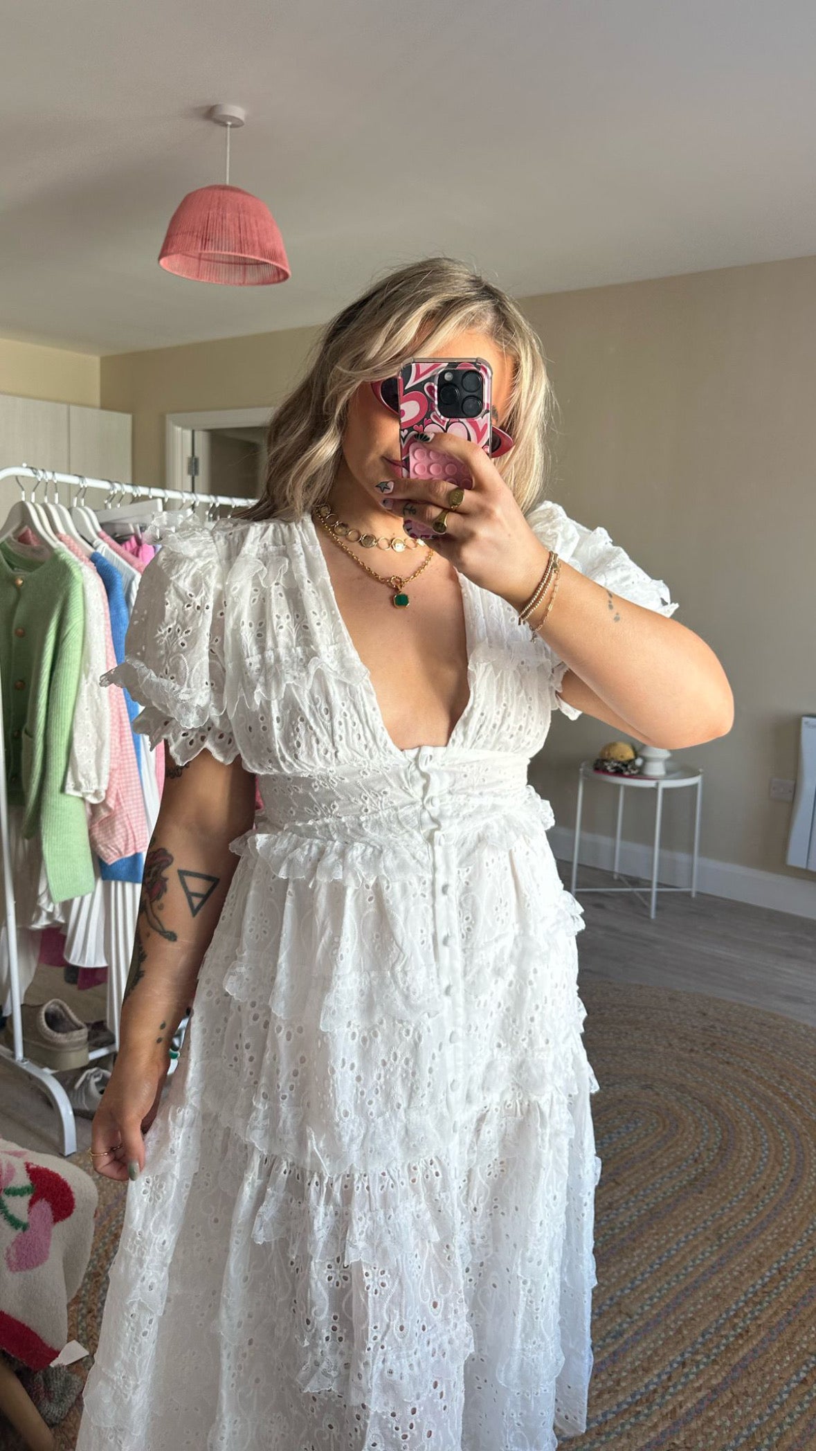 Embroidery Anglaise Midi Dress - White (Pre Order est 17th April)