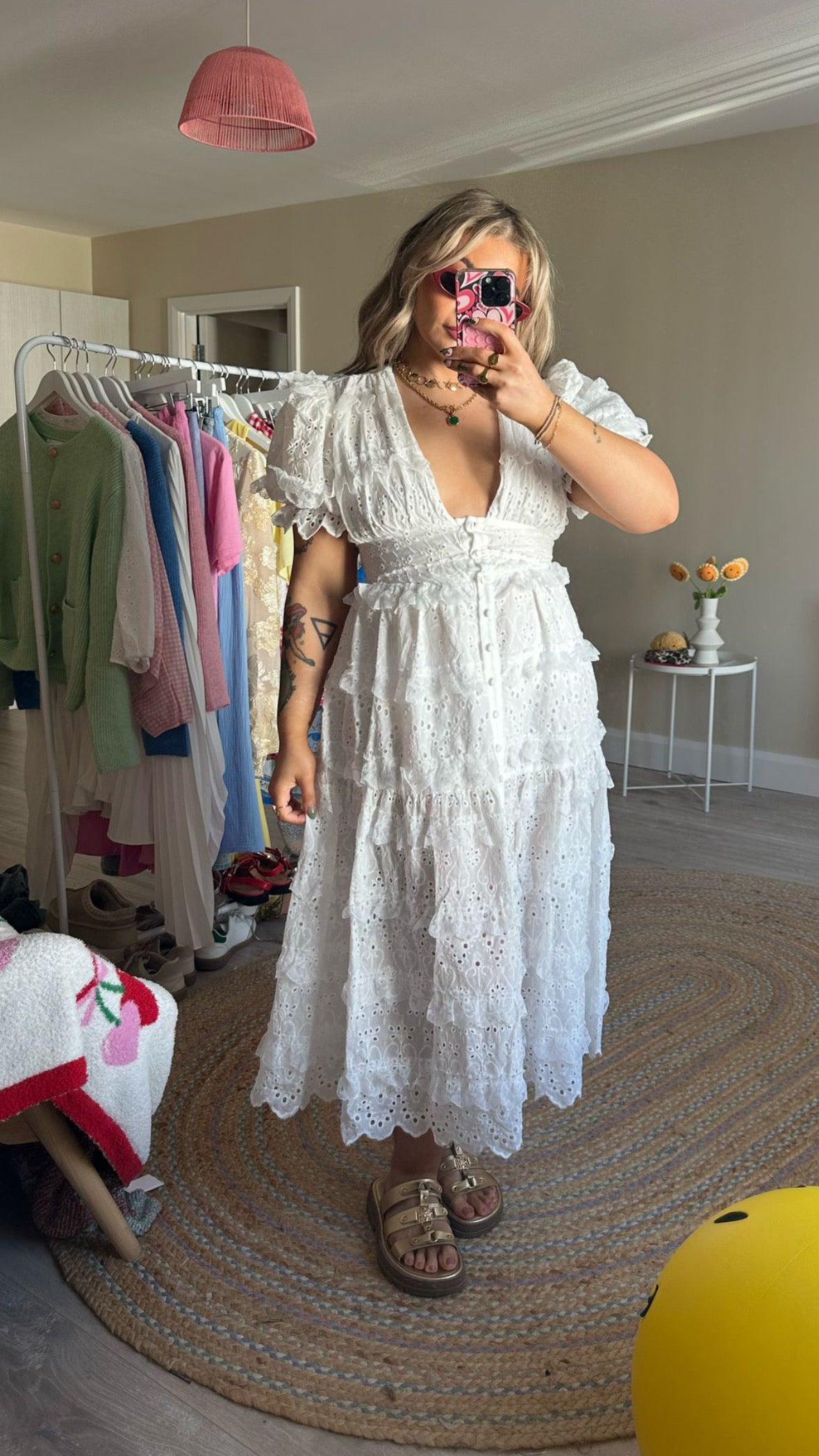 Embroidery Anglaise Midi Dress - White (Pre Order est 17th April)
