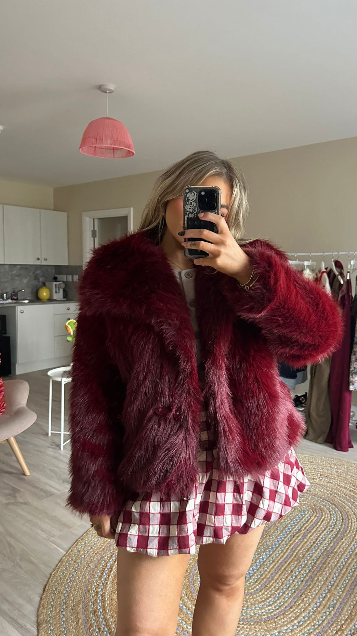 Vintage Style Faux Fur - Burgundy