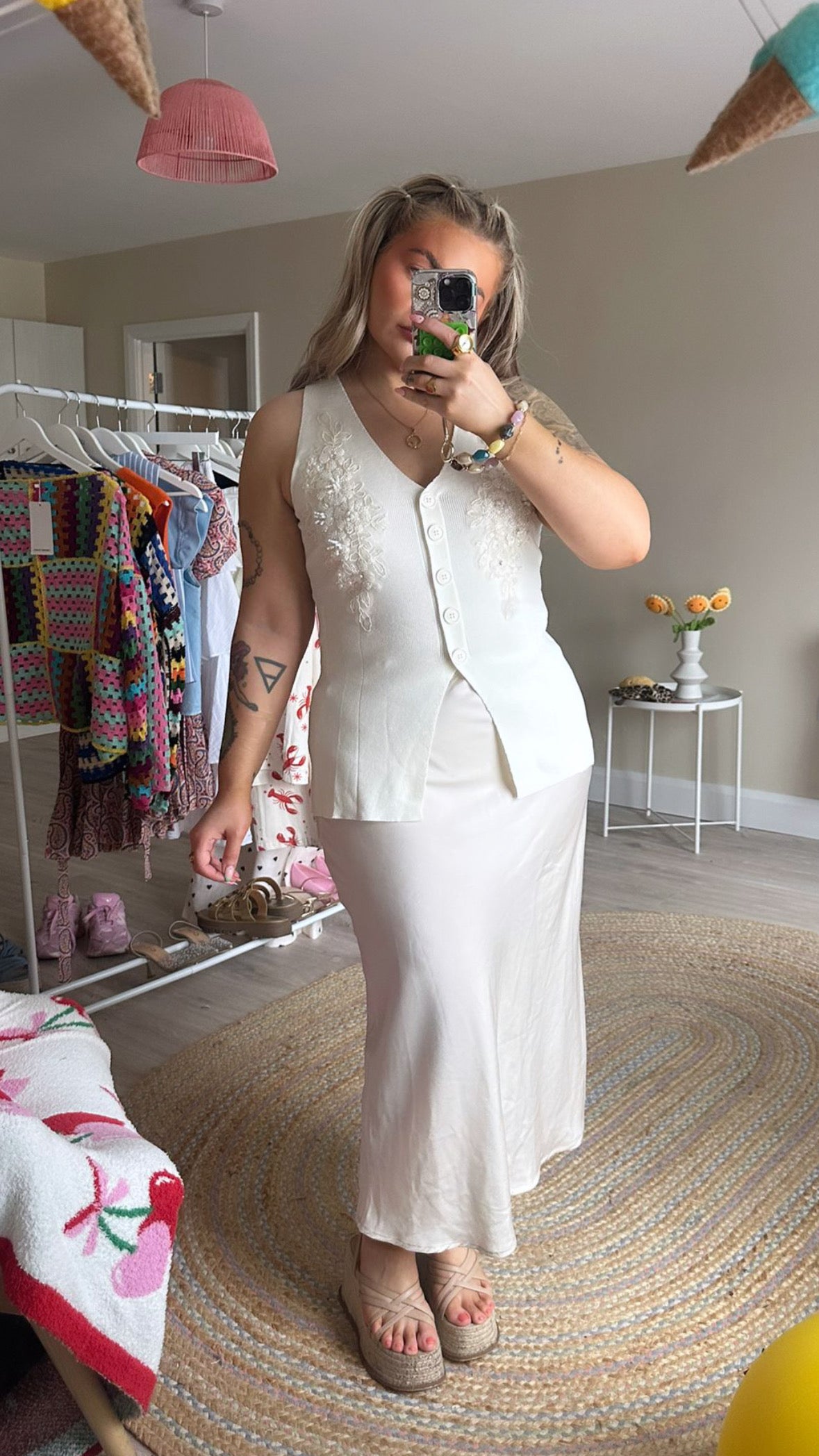 Embellished Beaded Knit Wasitcoat