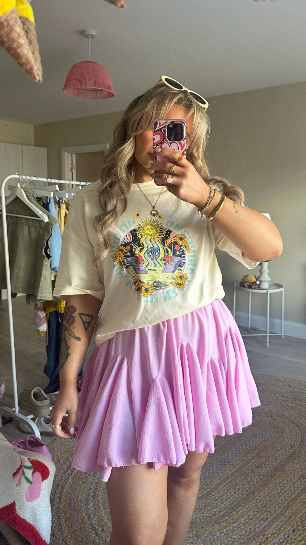 Flared Mini Skirt -Pink