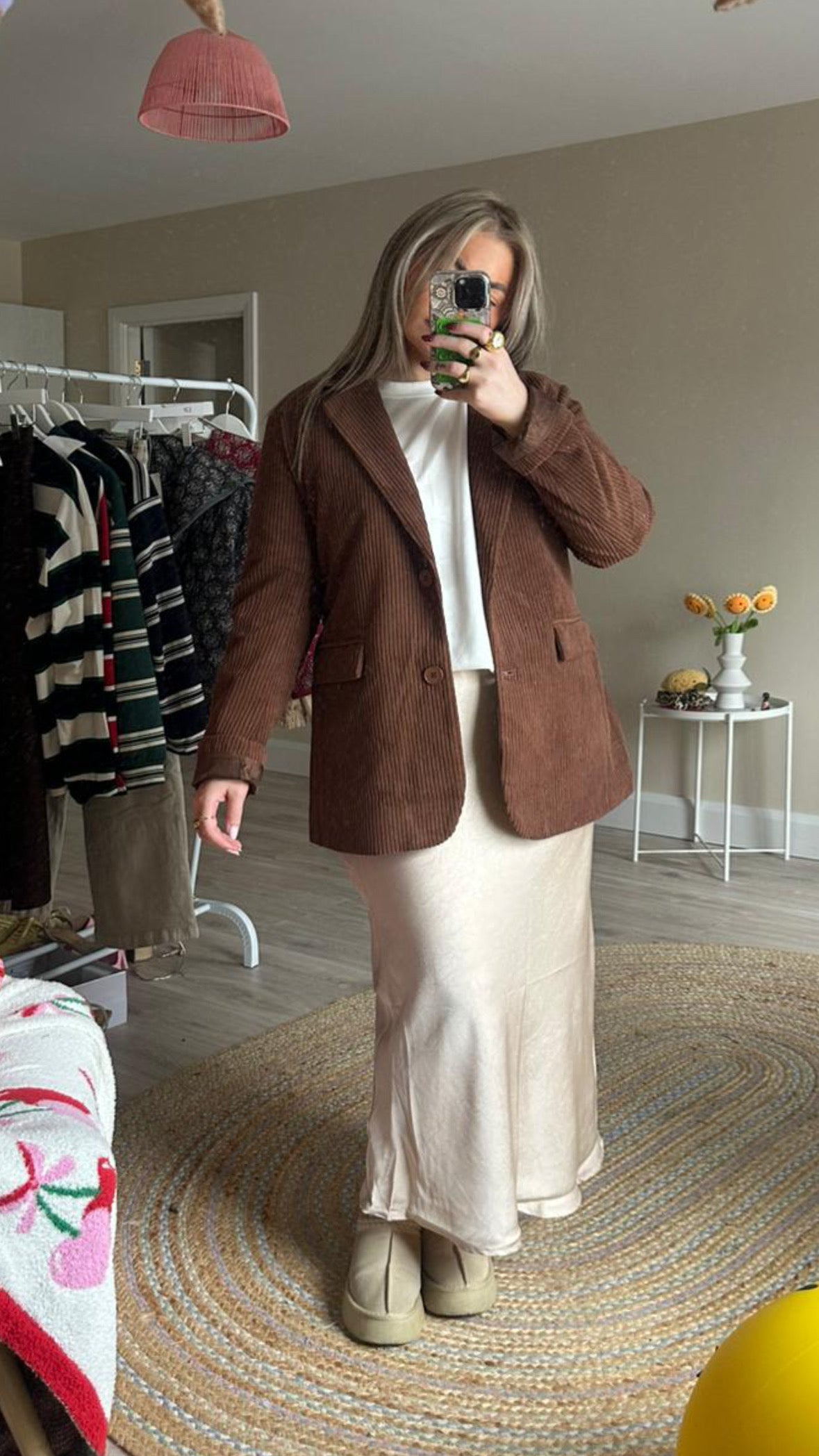 Cord Effect Tie Waist Blazer - Coco