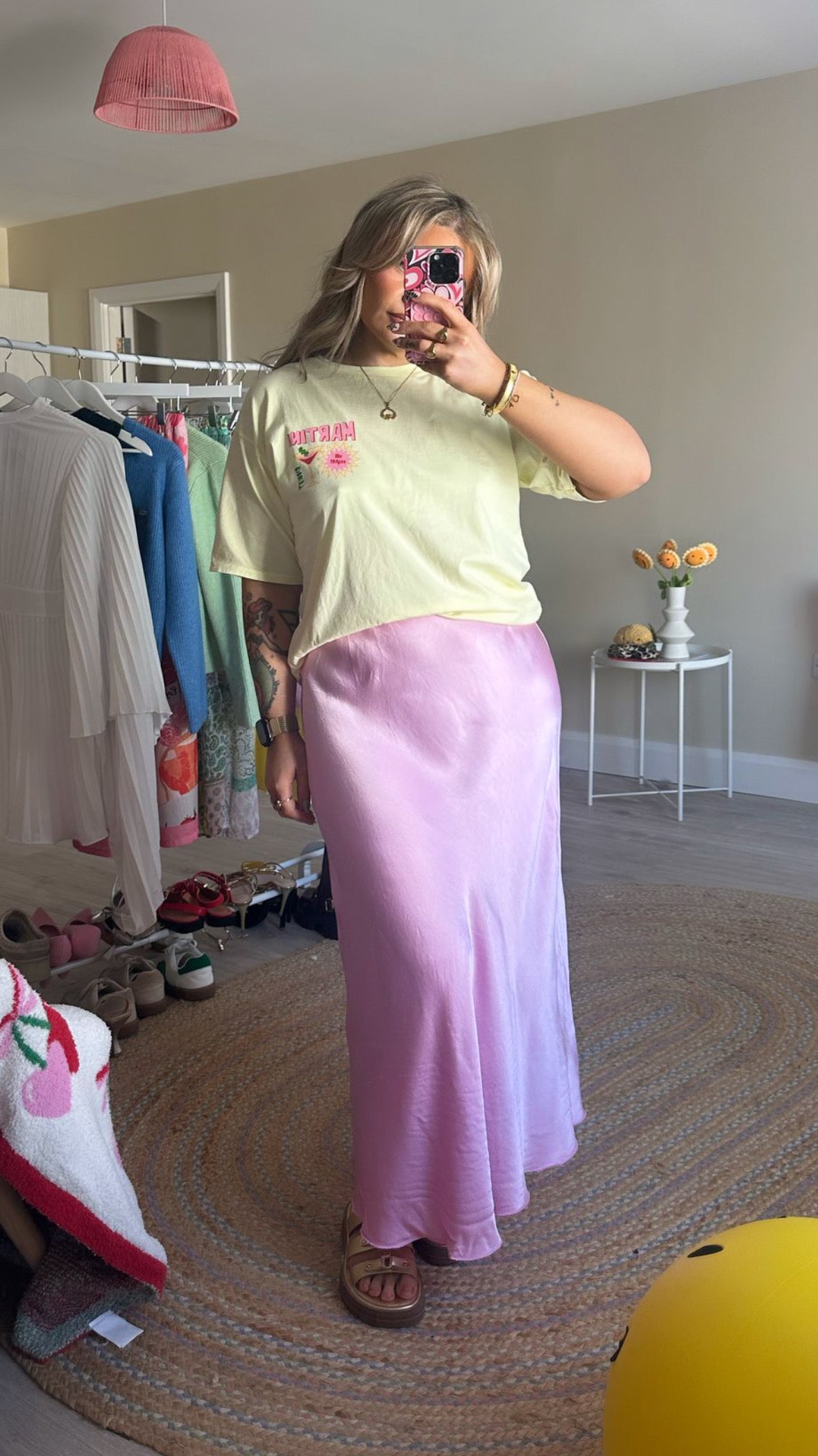 Satin Slip Skirt - Pink
