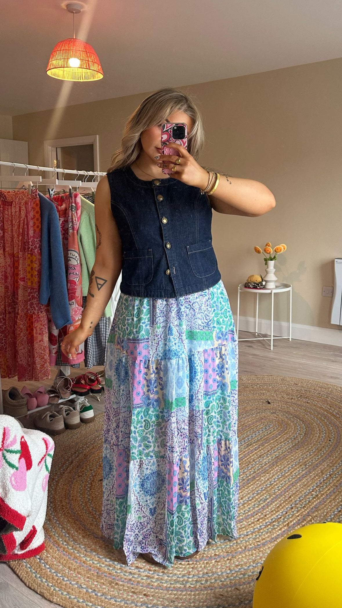 Patchwork Maxi Skirt - Blue (Pre Order est 2nd April)