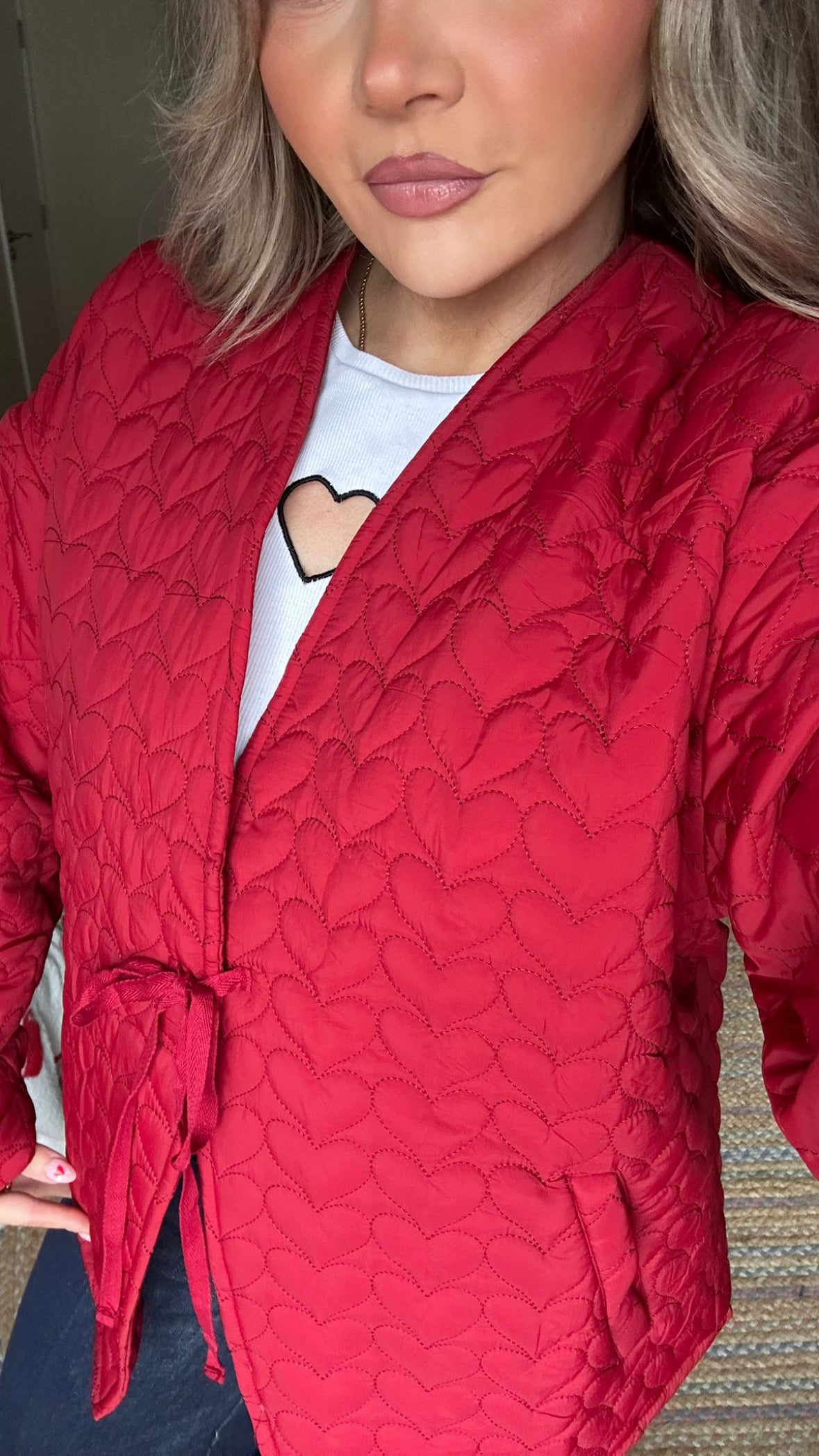 Quilted Heart Jacket - Red