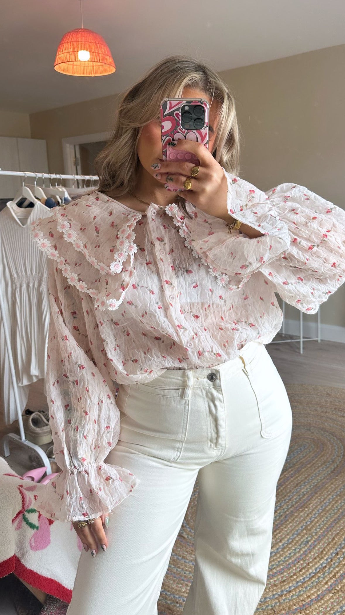 Daisy Wide Collar Chiffon Blouse - Pink
