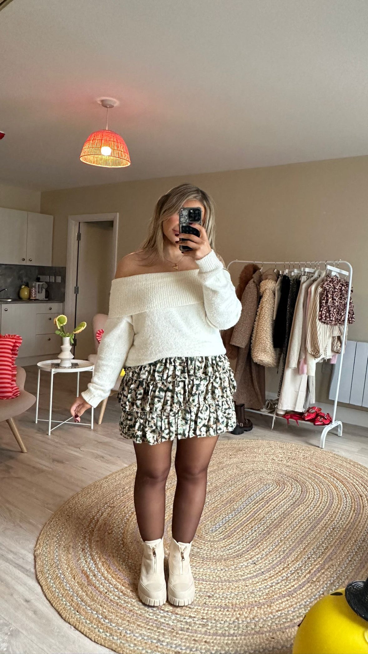 Ruffle Mini Skirt - Khaki