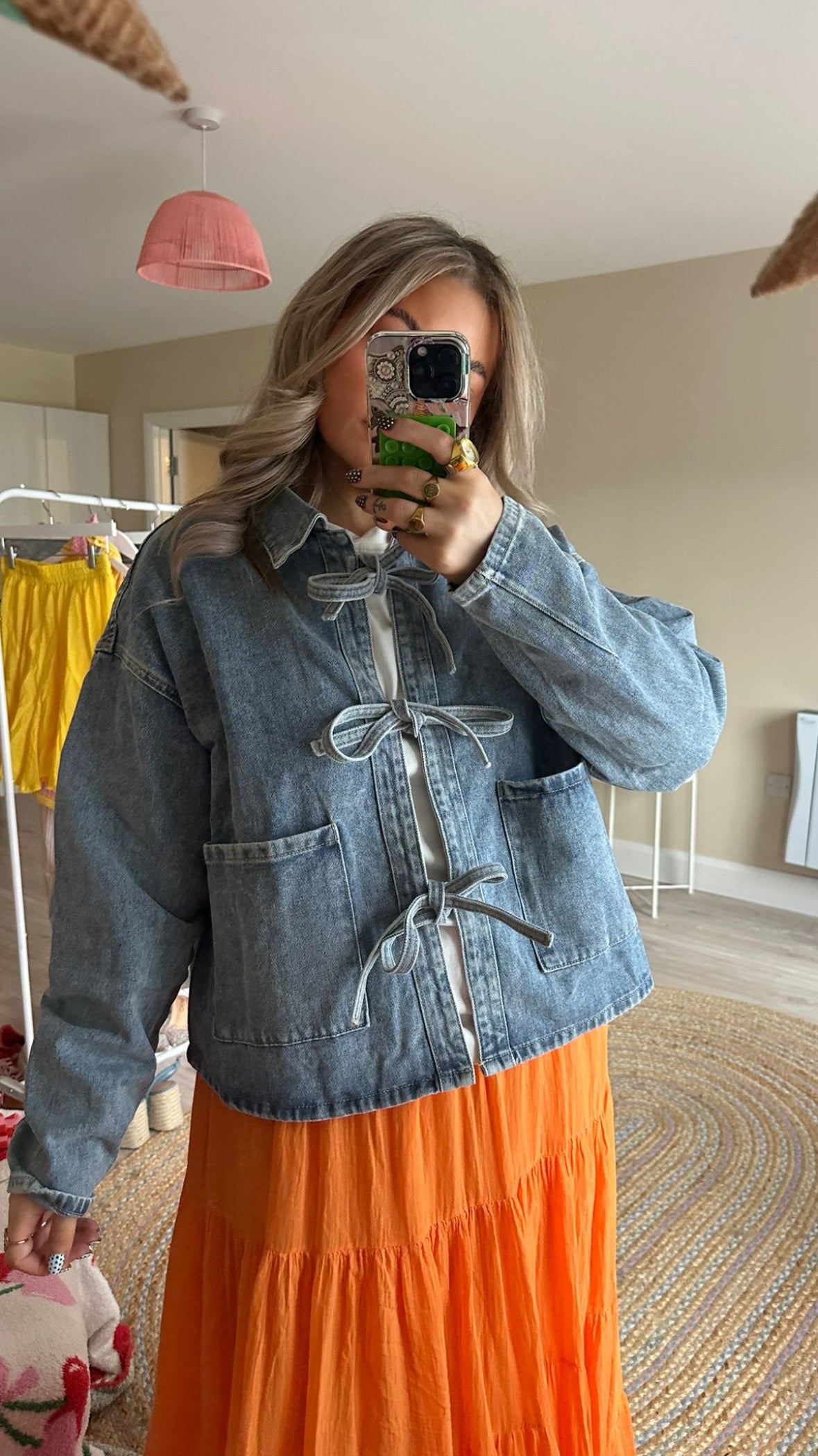 Bow Tie Front Denim Jacket
