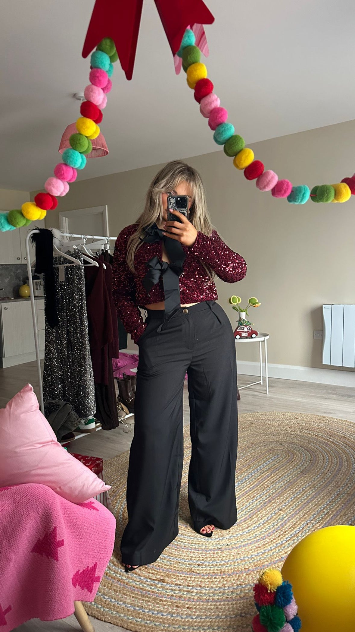 Tailored Black Wide Leg Trousers