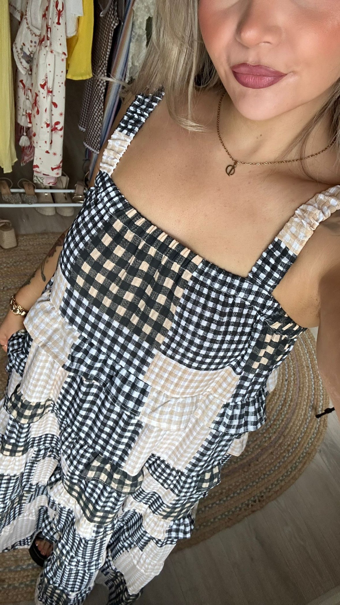 Gingham Patchwork Maxi Dress