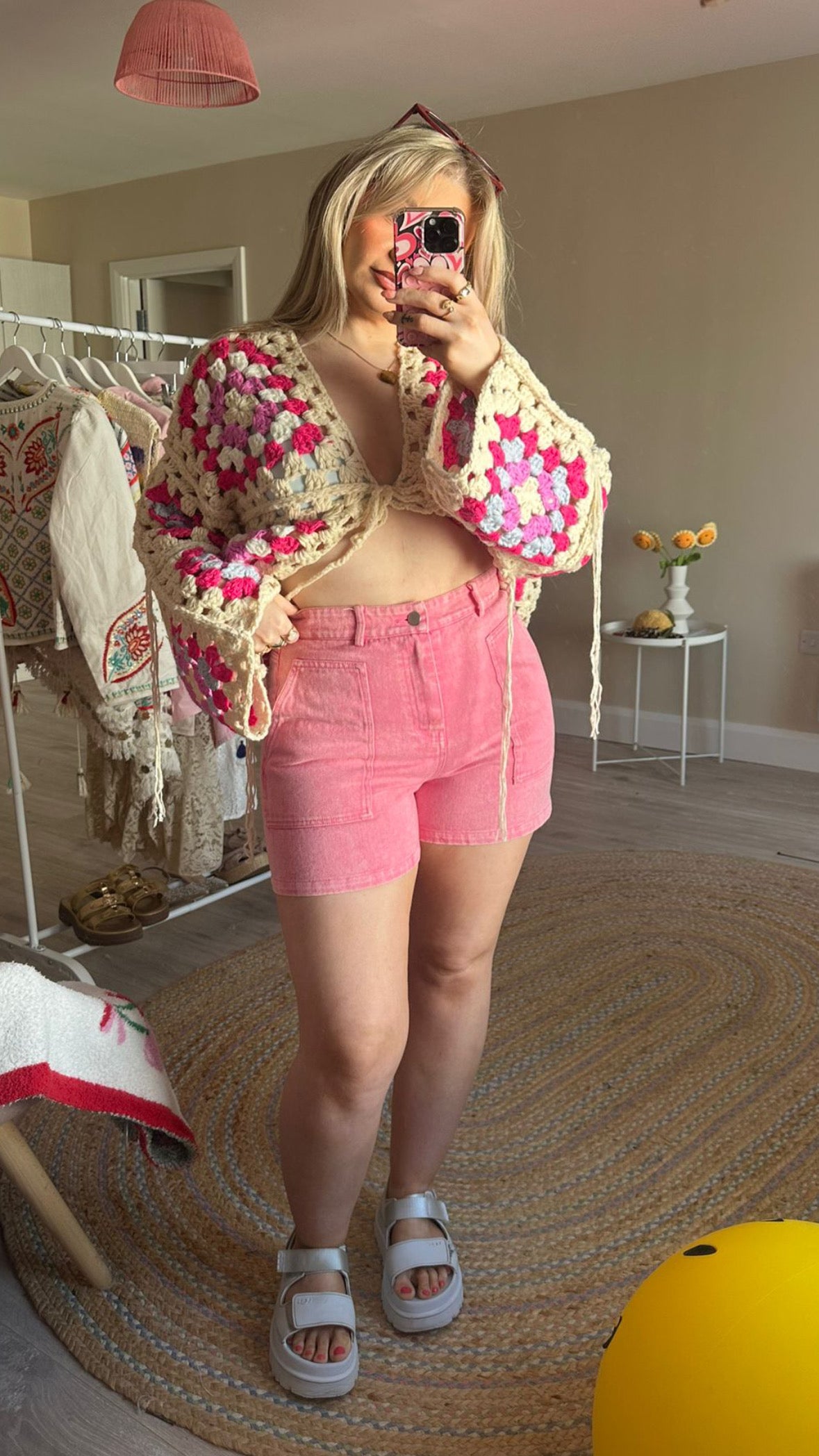 Pink Square Pocket Shorts
