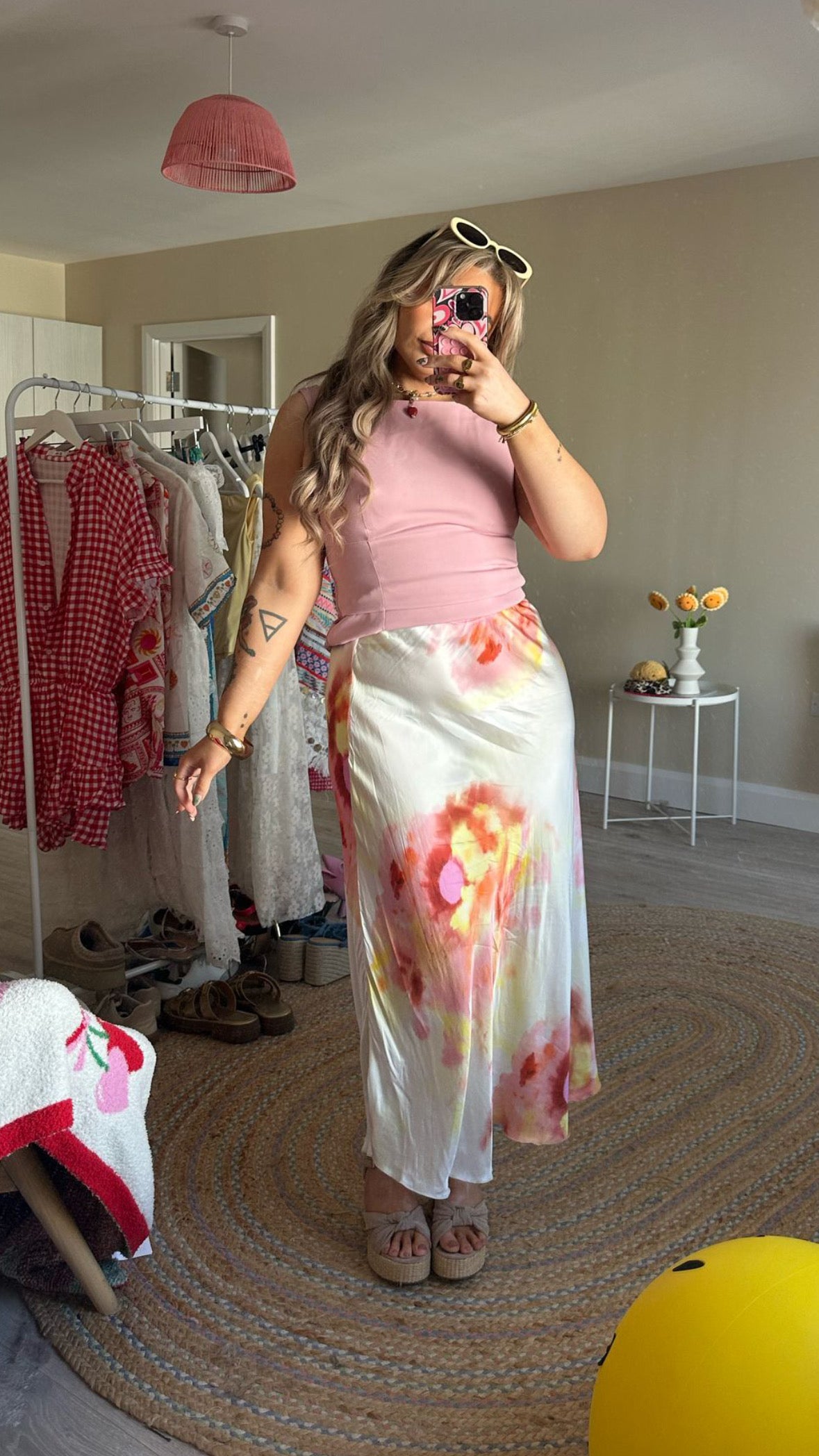Tie Dye Cream Slip Skirt