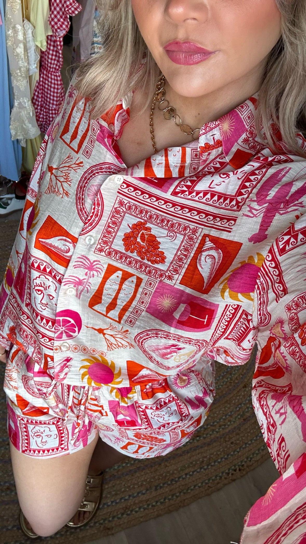 Mosaic Pink and Orange Short Sleeve Co-Ord