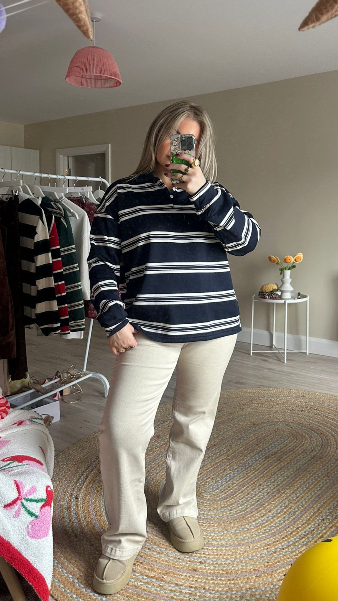 Navy Stripe Rugby Long Sleeve Top