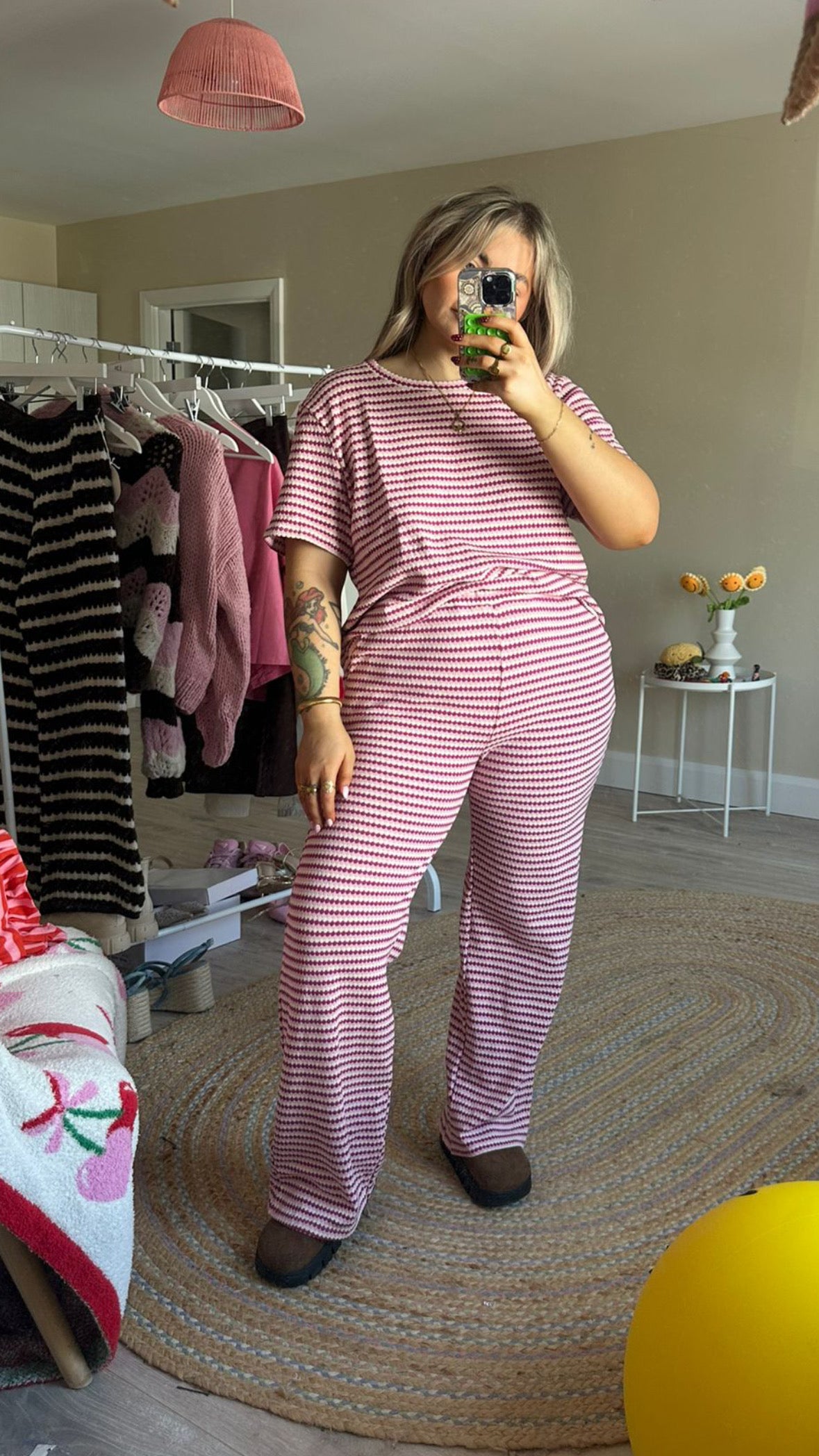Pull On Trousers - Pink/Burgundy