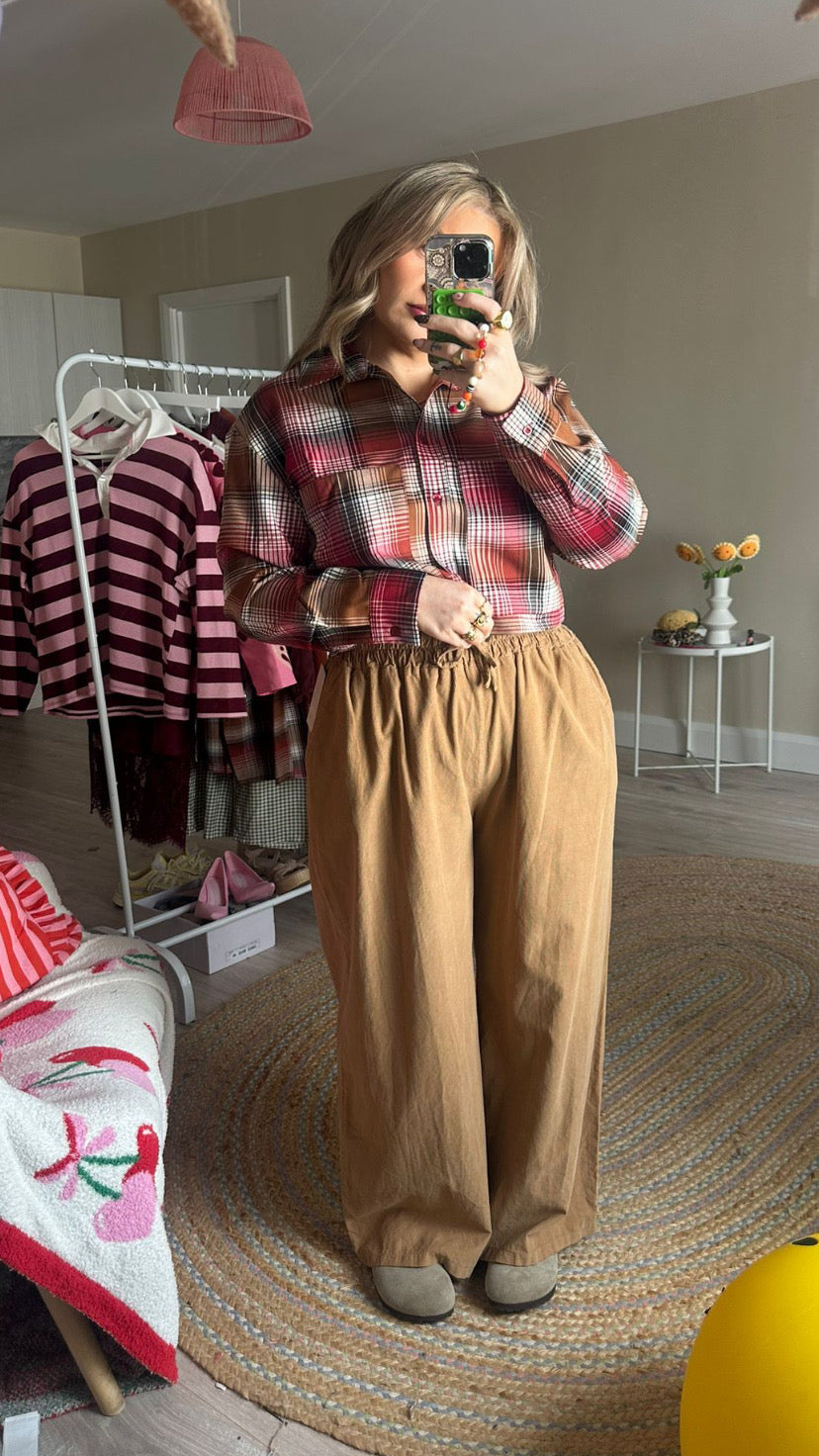 Caramel Pull On Cord Trousers