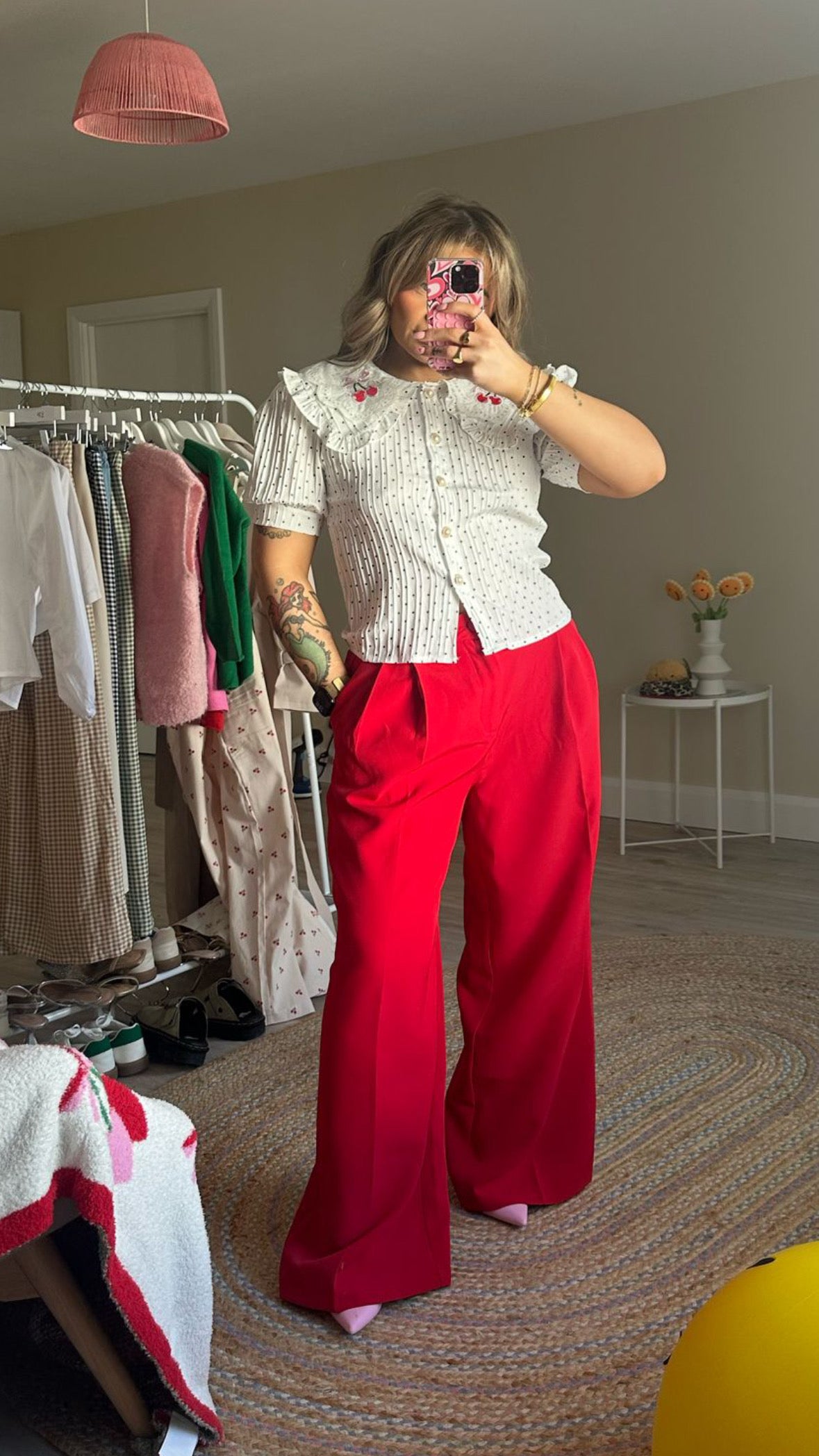 Polka Dot Cherry Collar Blouse
