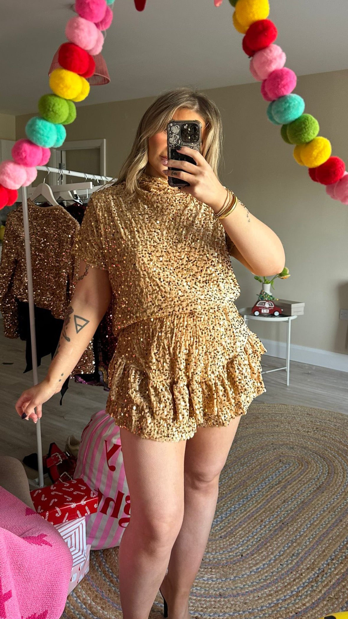 Sequin Shorts and Top Set - Gold