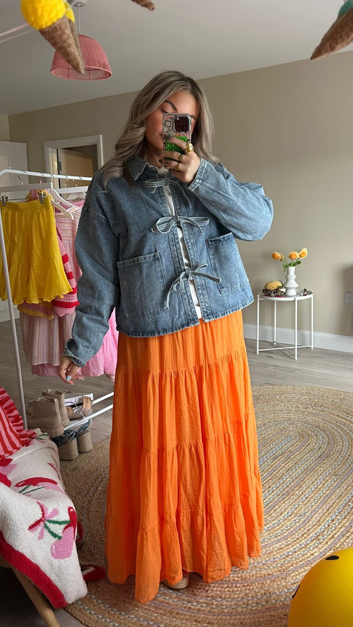 Bow Tie Front Denim Jacket