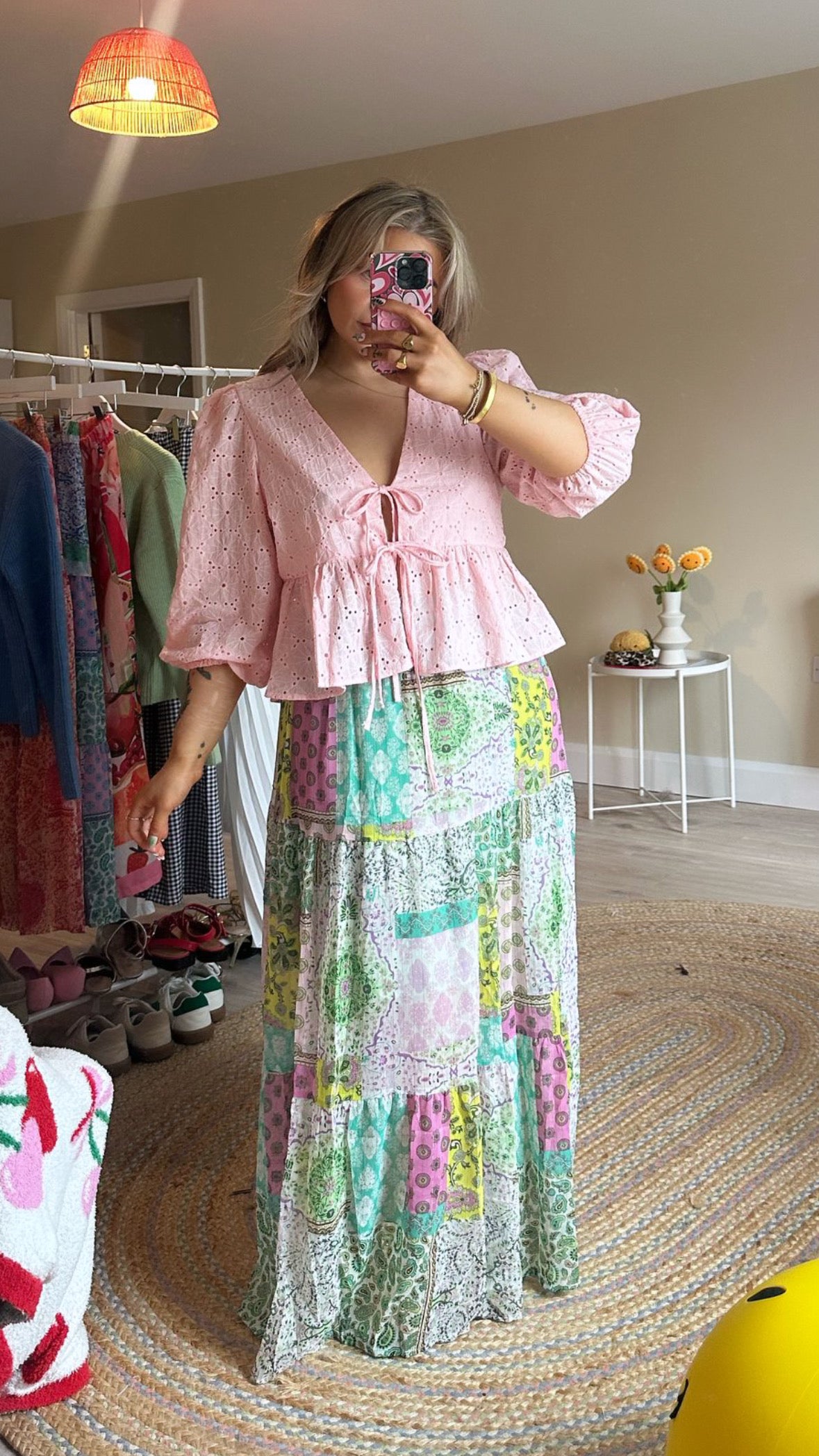 Patchwork Maxi Skirt - Green