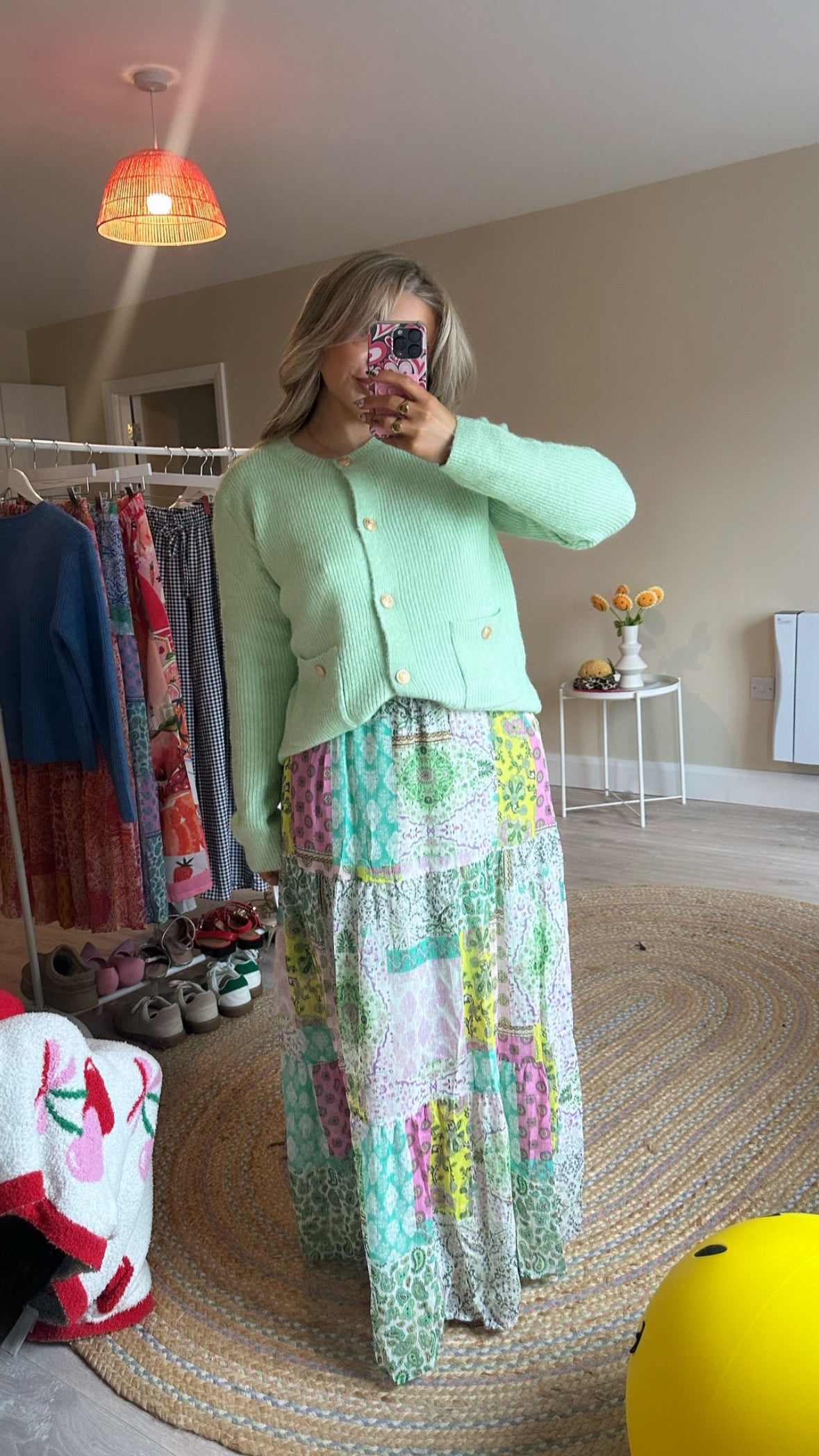 Patchwork Maxi Skirt - Green