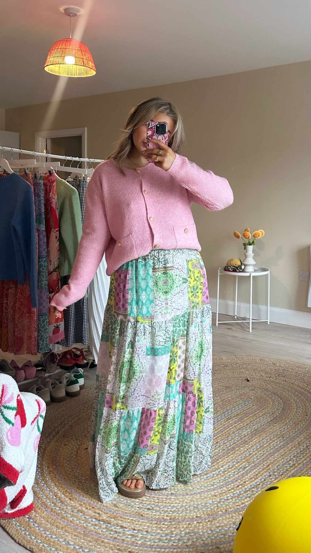 Patchwork Maxi Skirt - Green