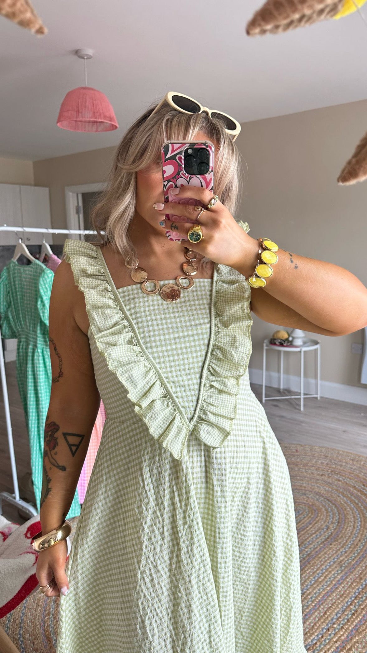 Ruffle Shoulder Midaxi Dress - Green
