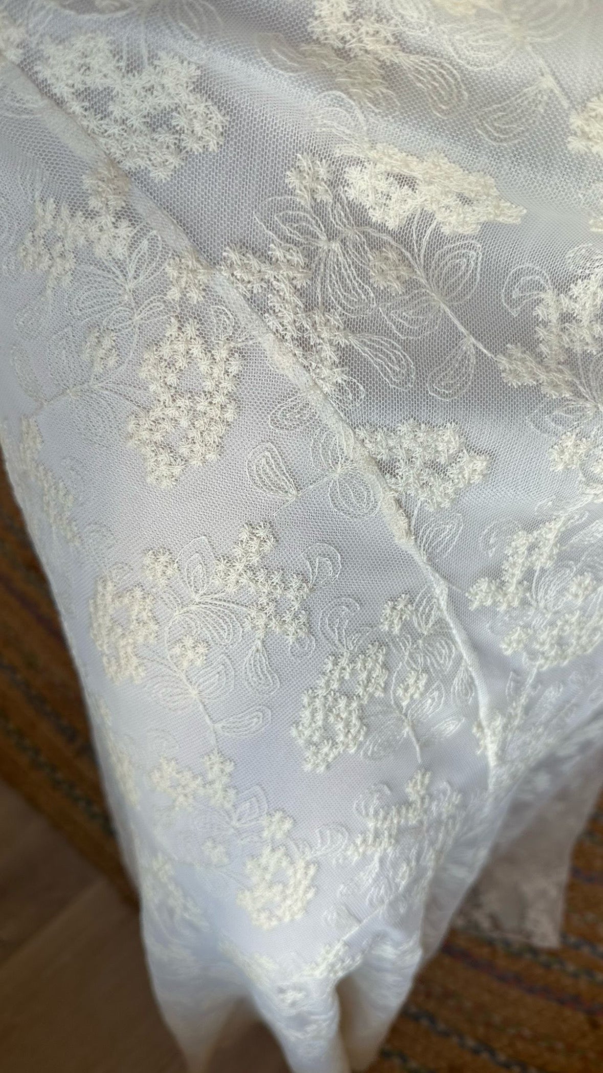 Cream Lined Lace Maxi Skirt