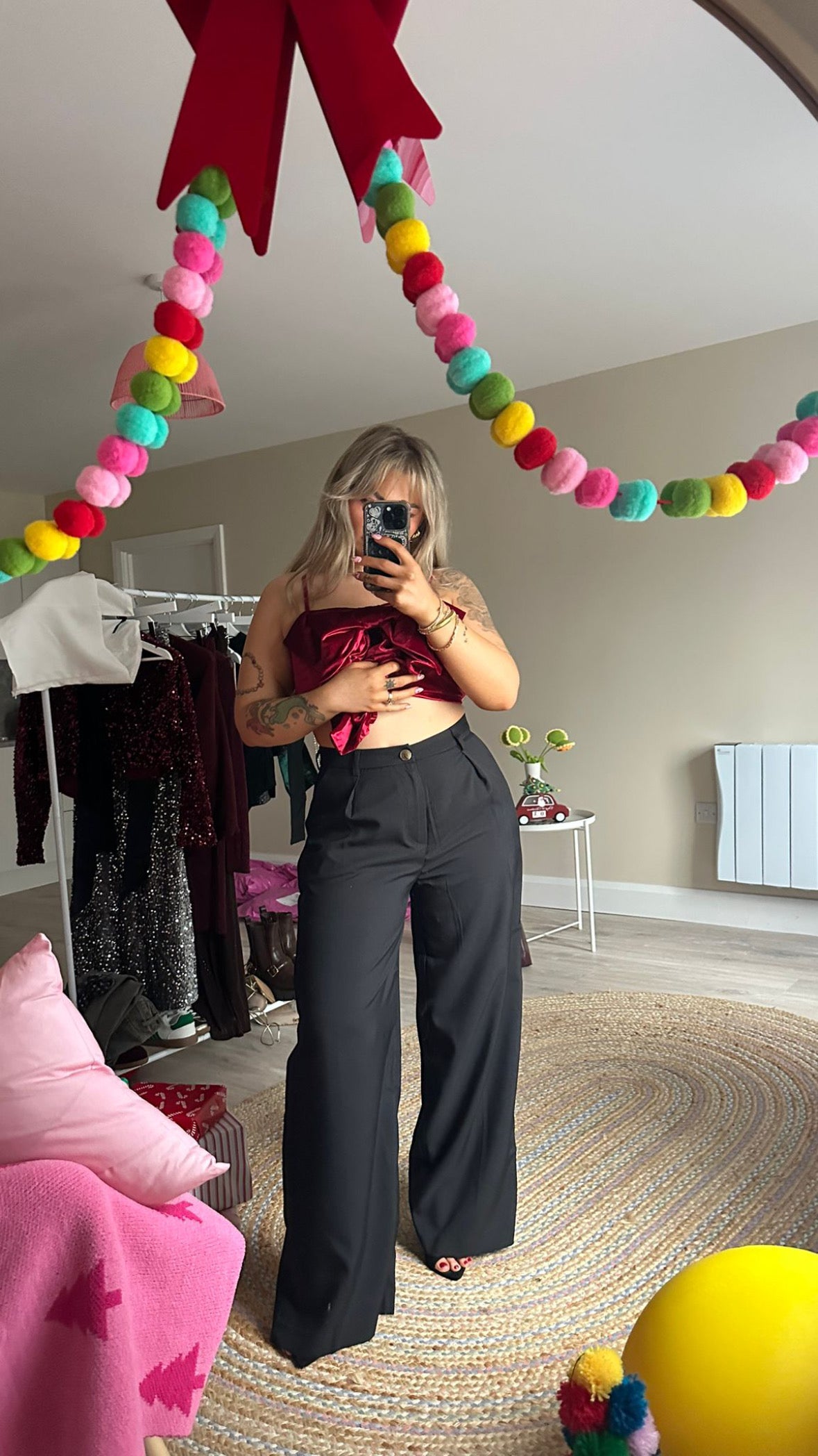 Tailored Black Wide Leg Trousers