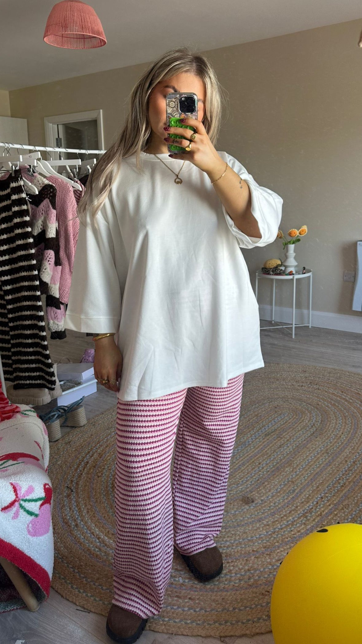 Pull On Trousers - Pink/Burgundy