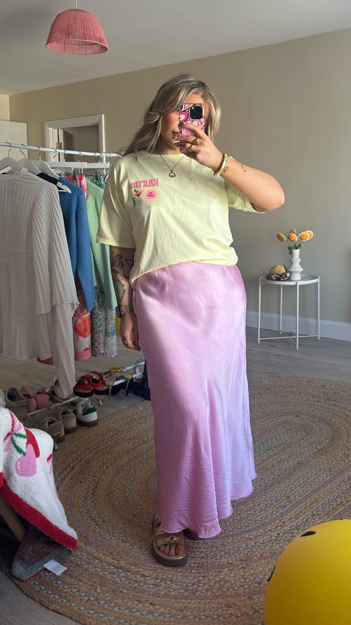 Satin Slip Skirt - Pink