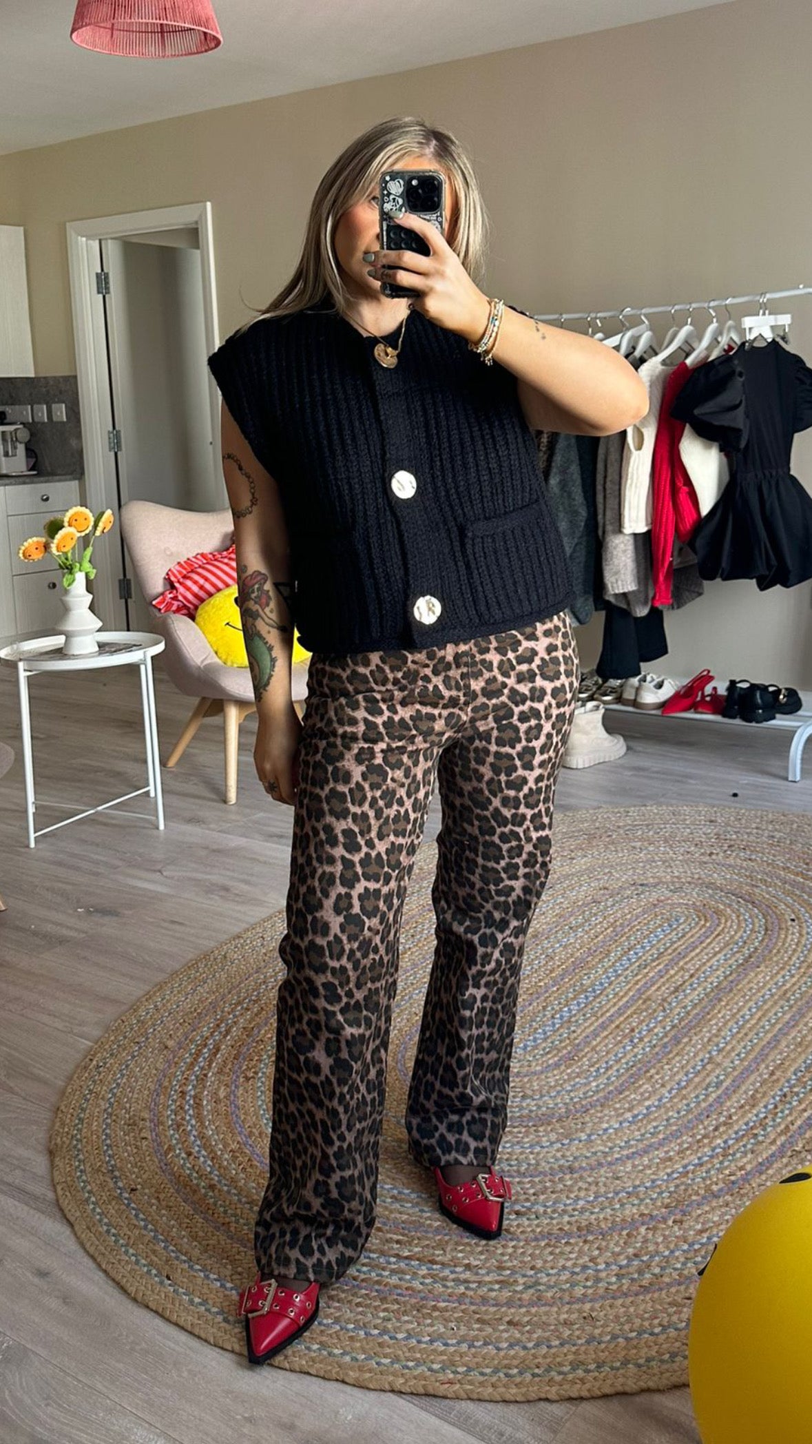 Bashed Gold Statement Button Sweater - Black