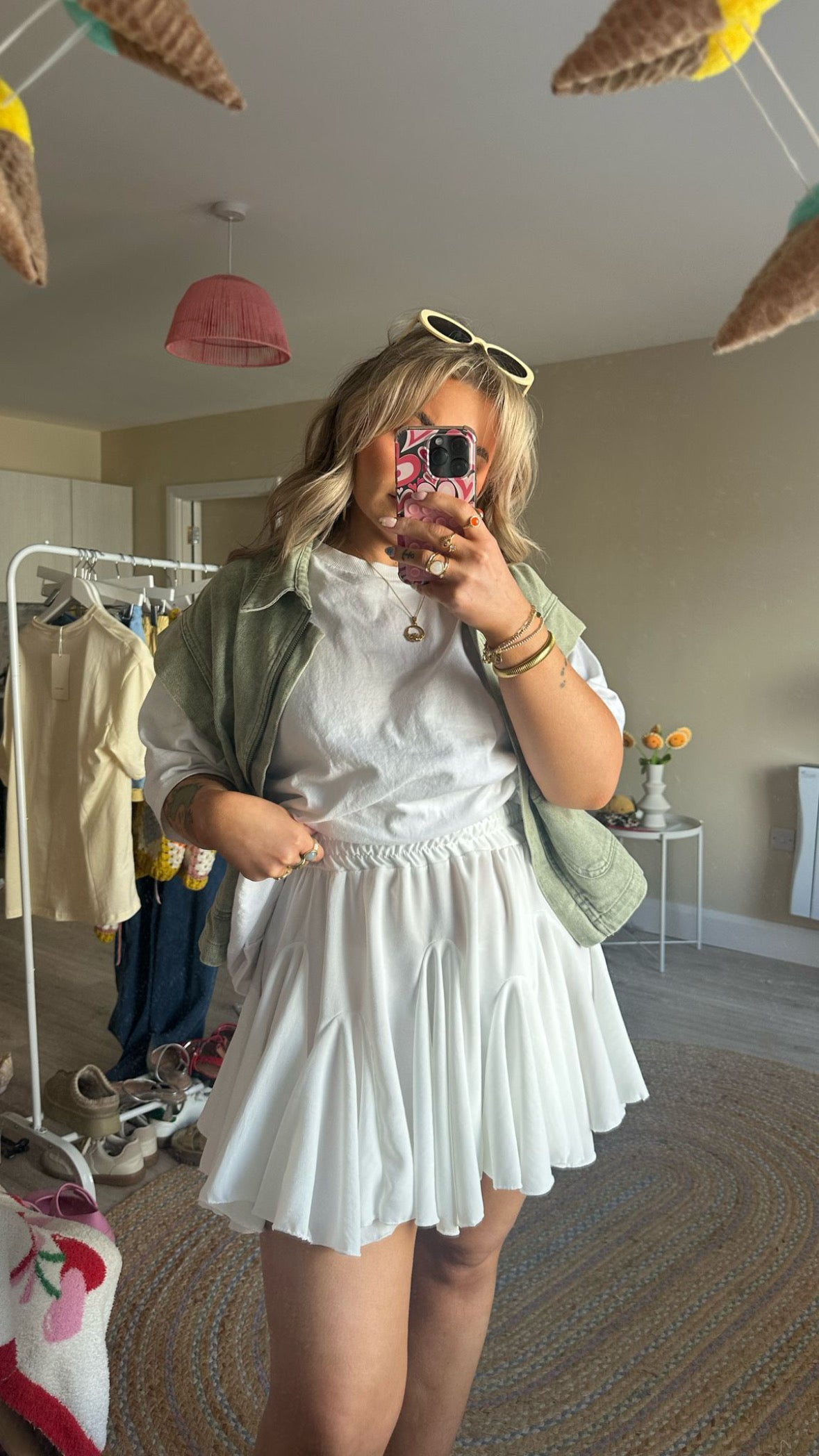 Flared Mini Skirt - White