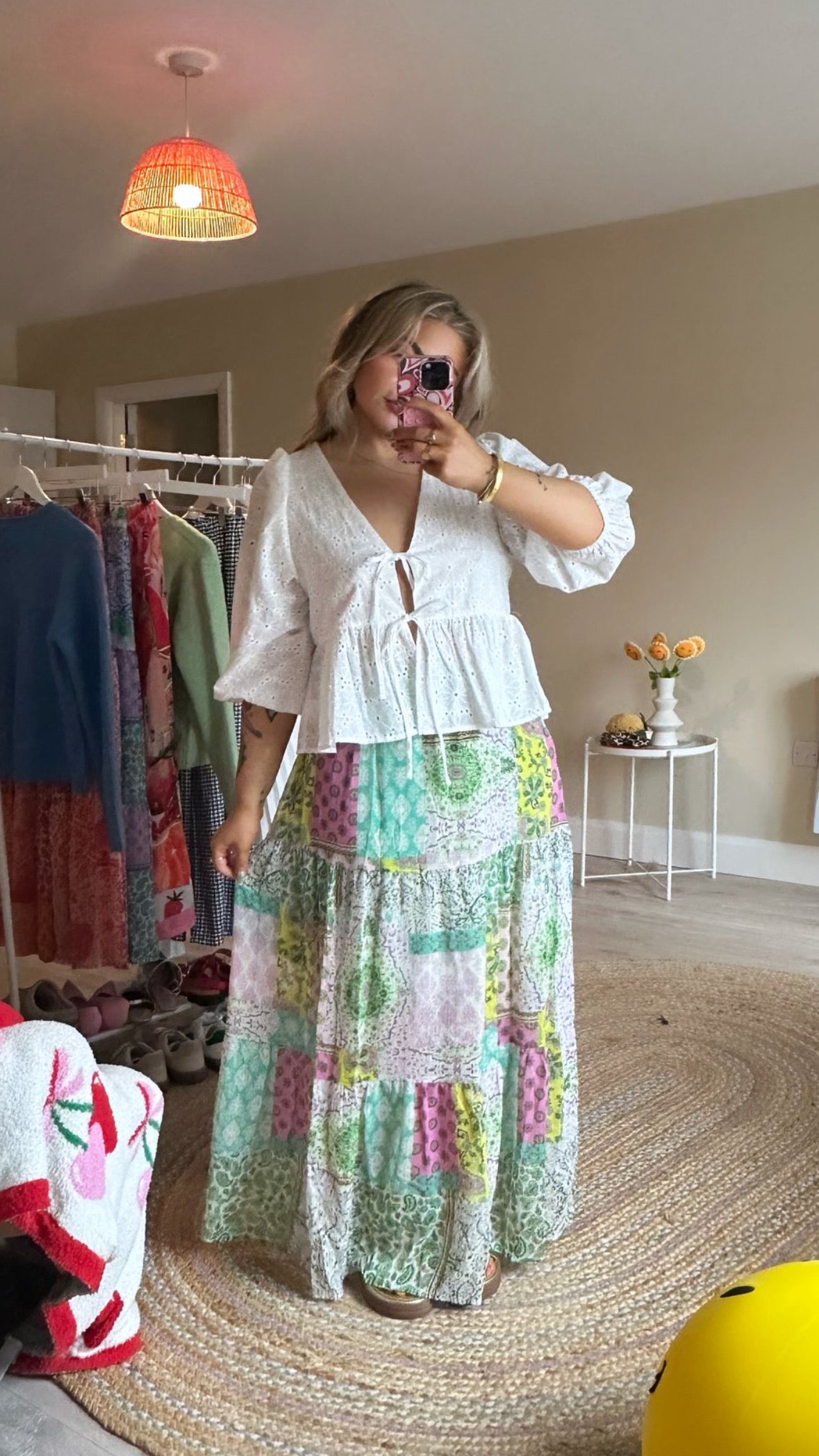 Patchwork Maxi Skirt - Green