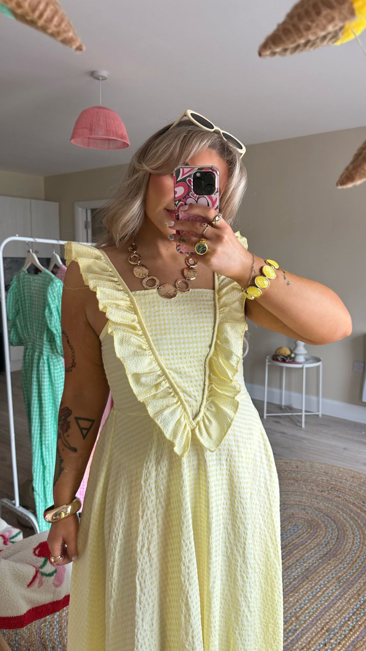 Ruffle Shoulder Midaxi Dress - Yellow