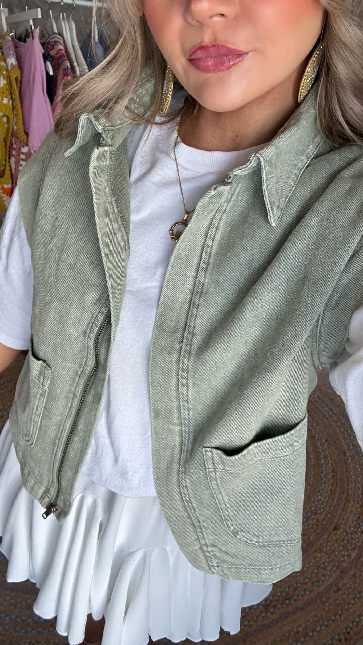 Acid Wash Khaki Waistcoat