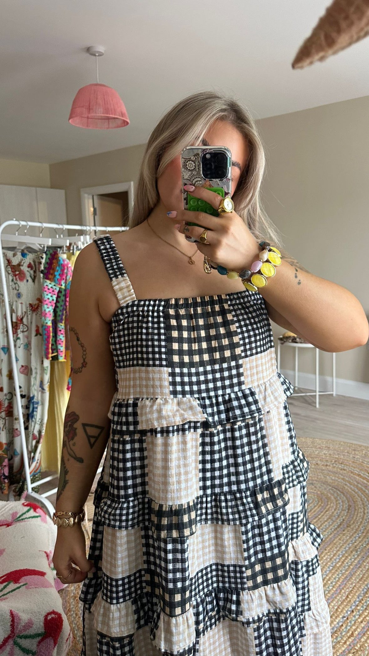 Gingham Patchwork Maxi Dress