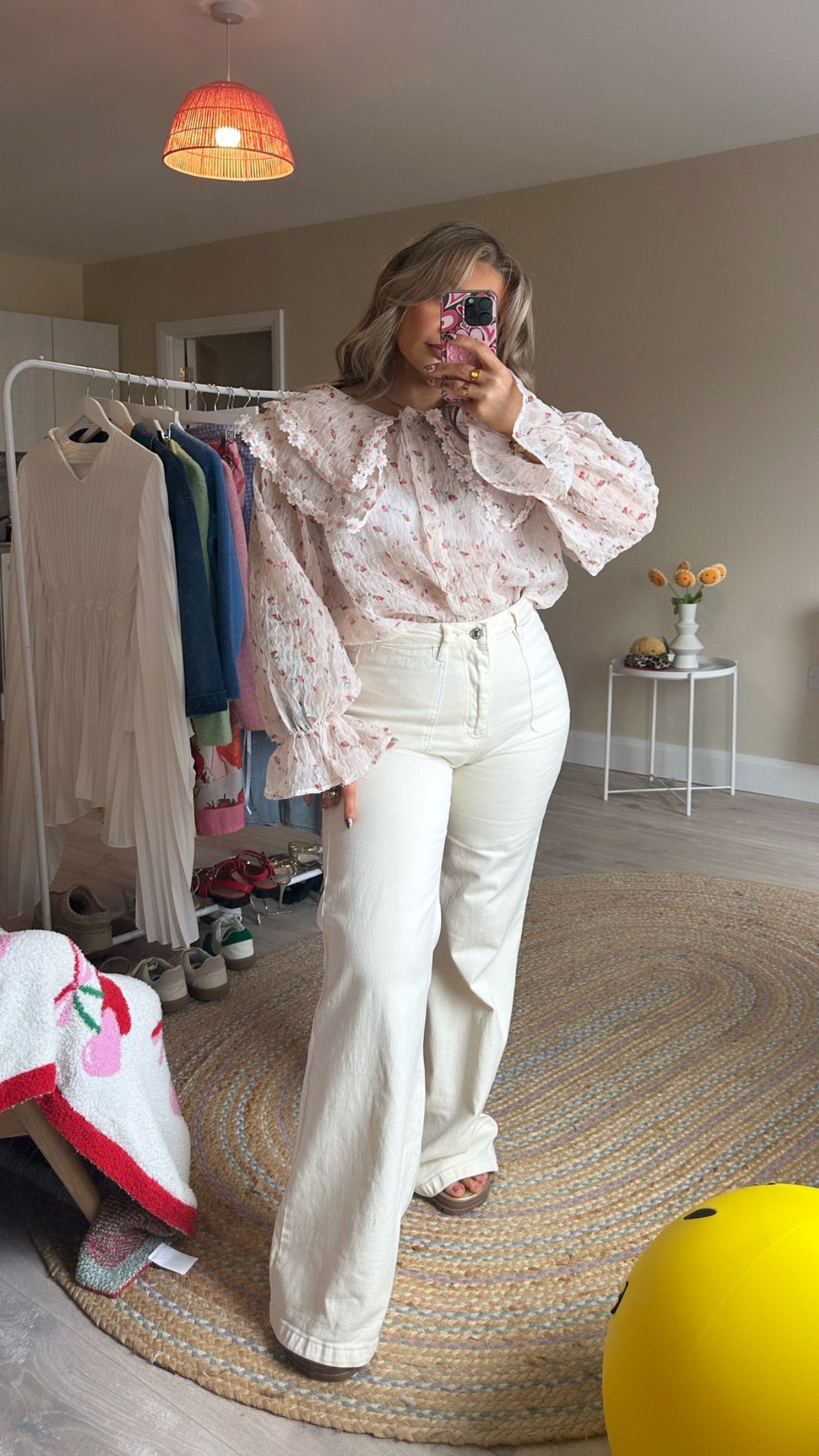 Daisy Wide Collar Chiffon Blouse - Pink