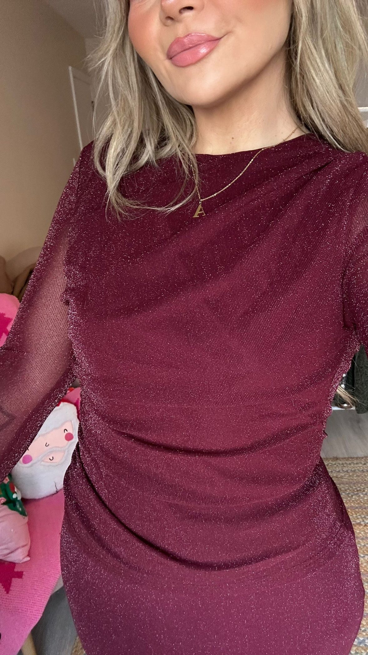 Burgundy Lurex Two Piece Set