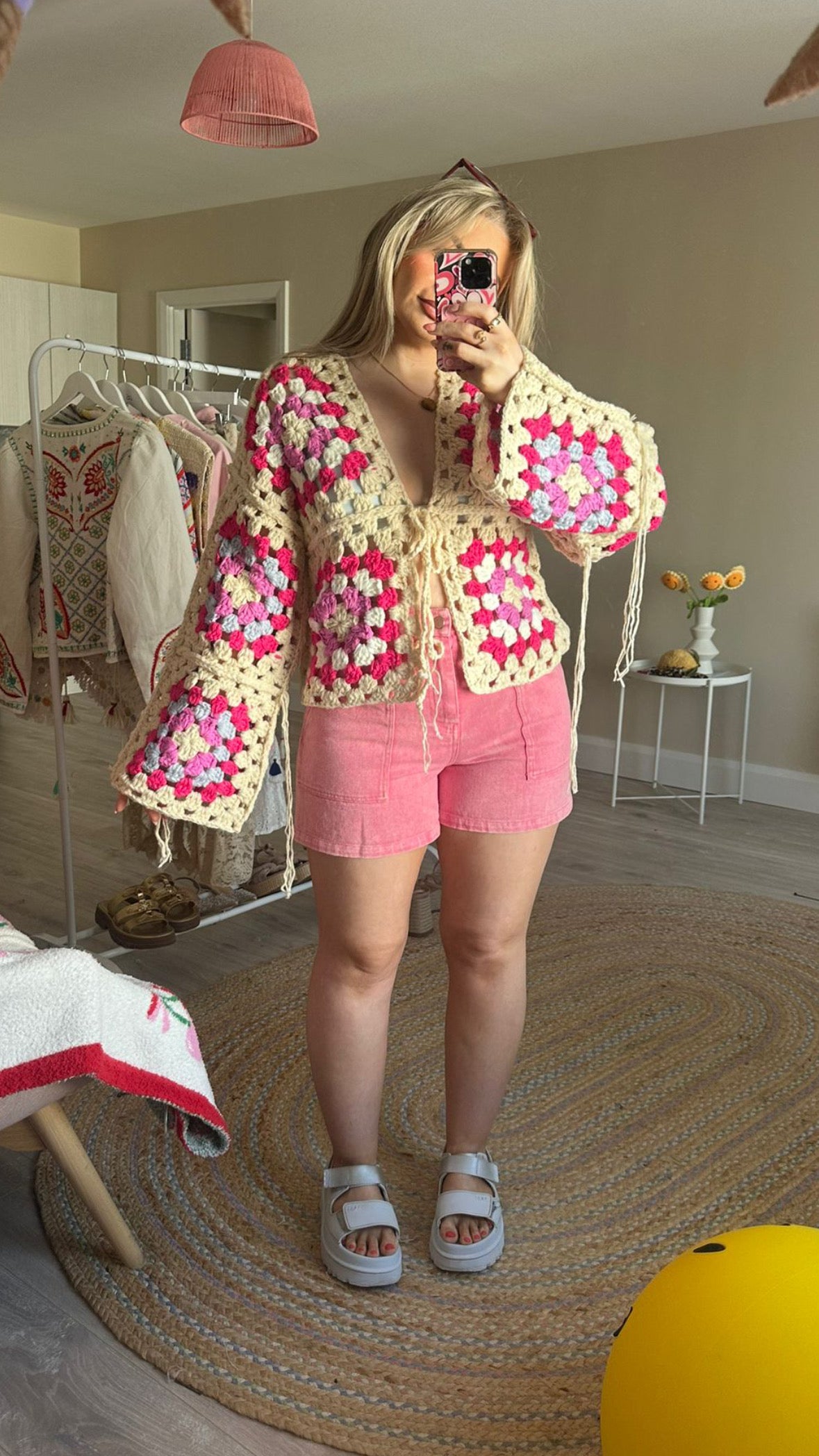 Pink Square Pocket Shorts