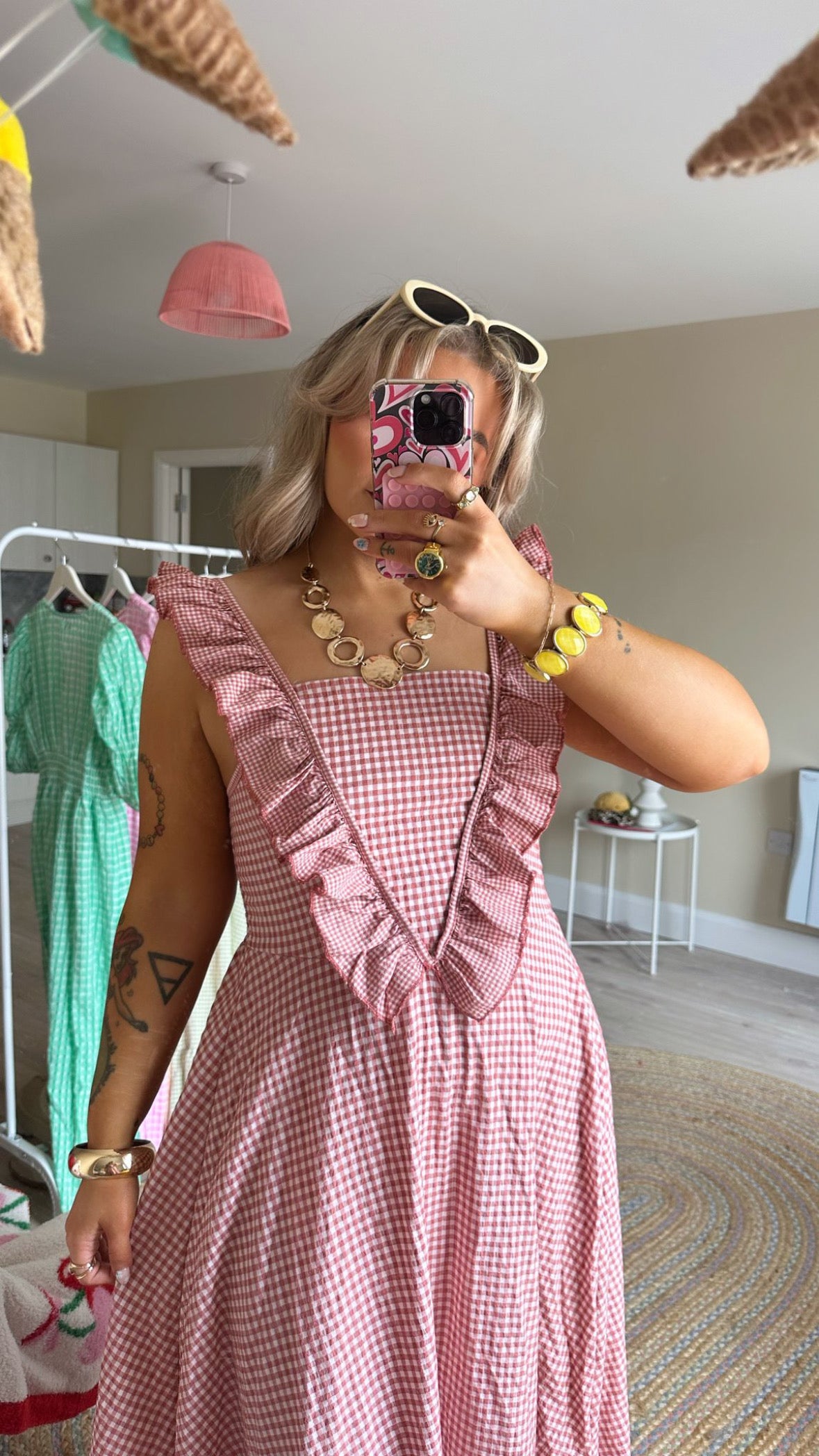 Ruffle Shoulder Midaxi Dress - Red