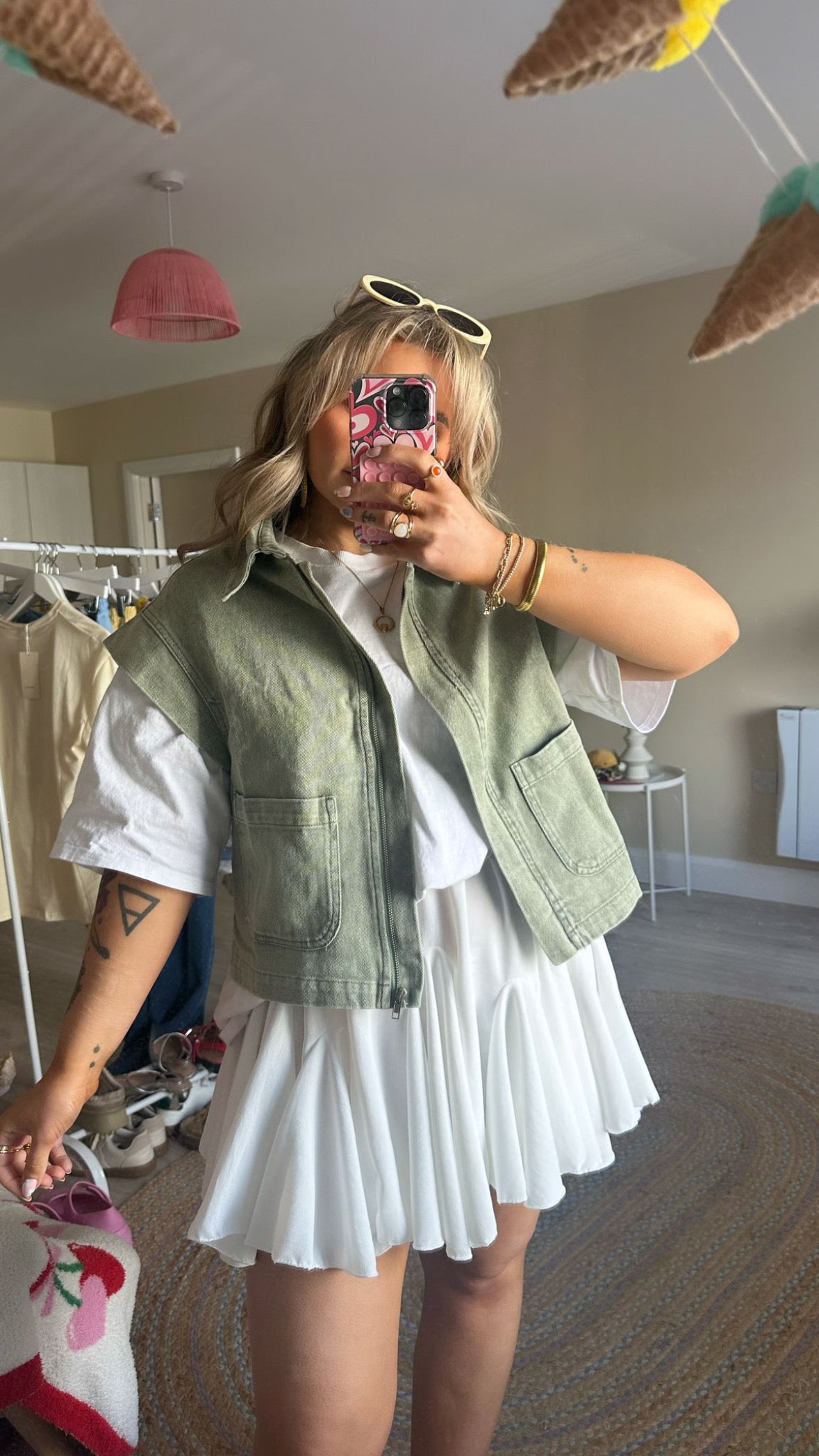 Acid Wash Khaki Waistcoat