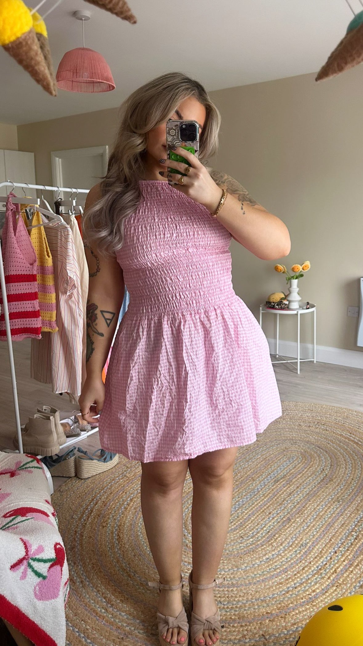 Pink Ruched Top Mini Dress