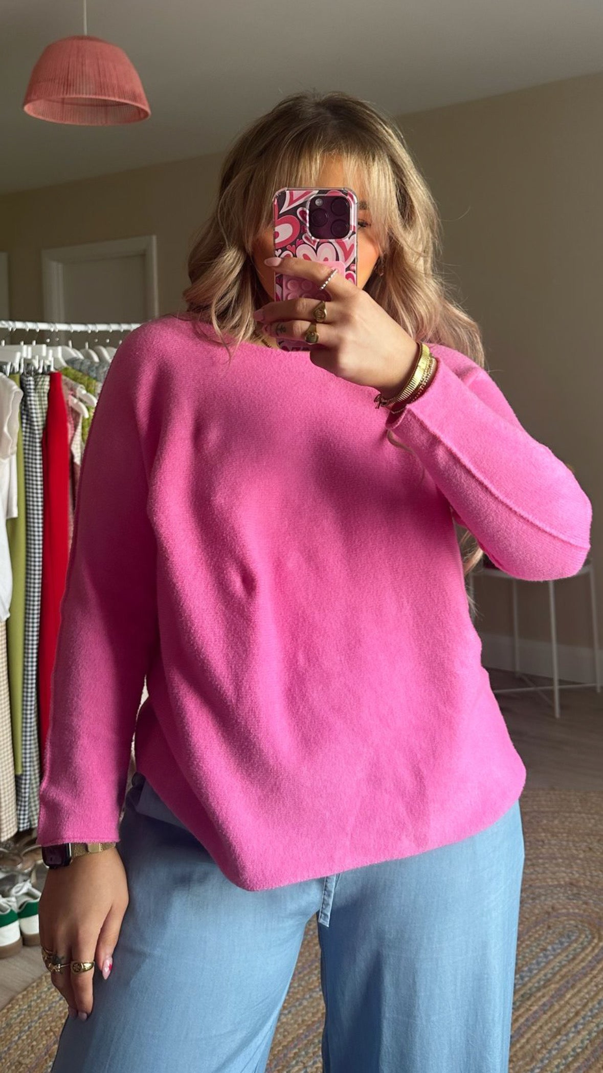 Round Neck Sweater - Pink
