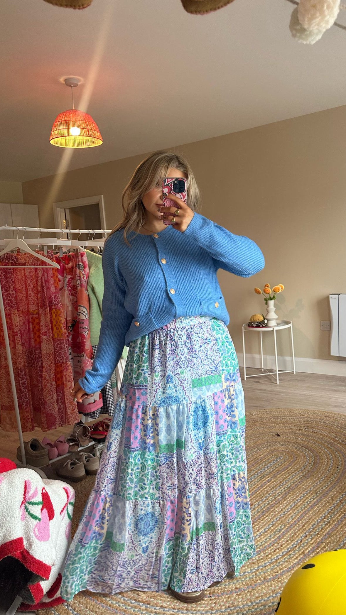 Patchwork Maxi Skirt - Blue (Pre Order est 2nd April)