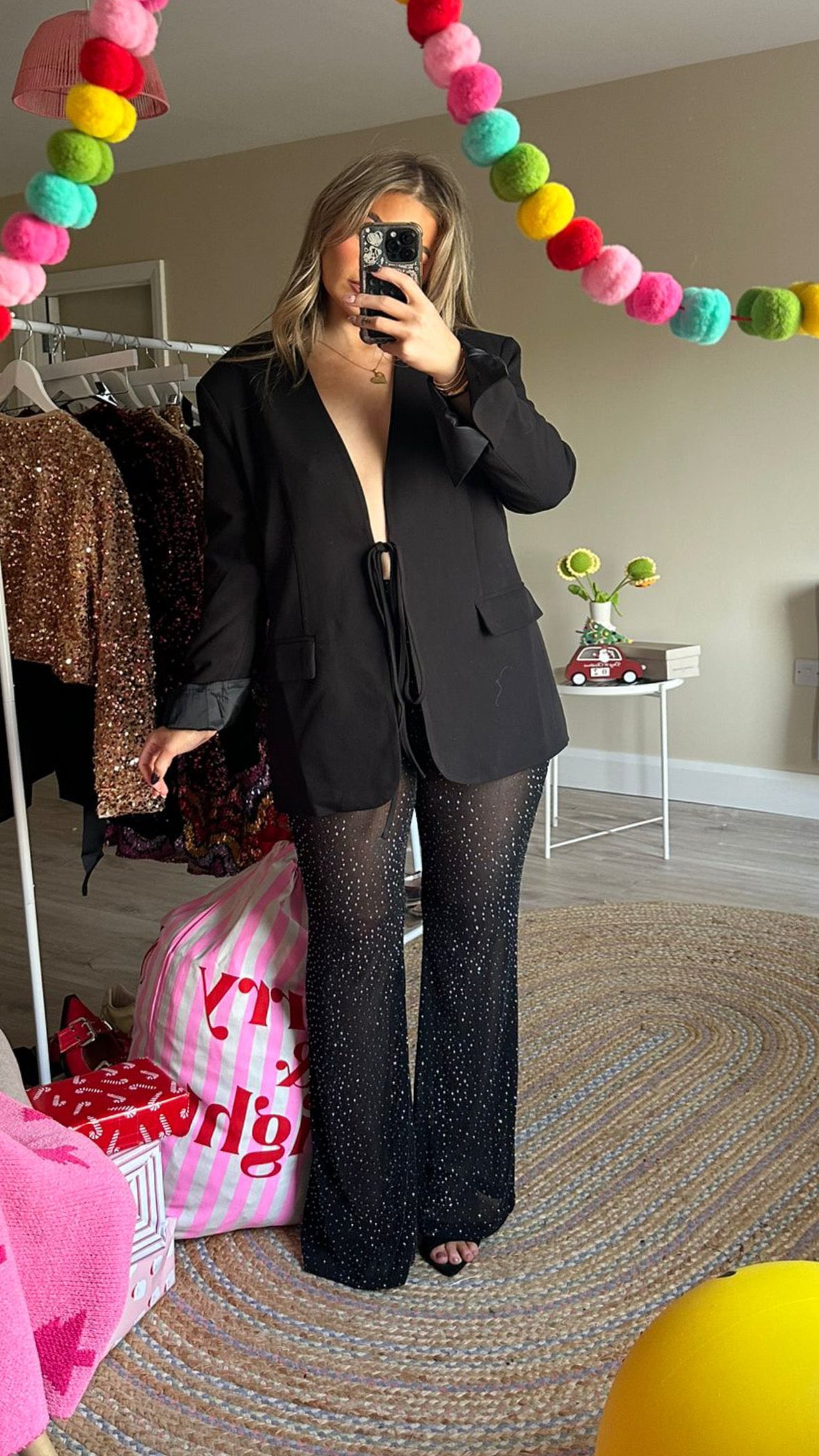 Sheer Mesh Sparkle Flares (Pants built In)