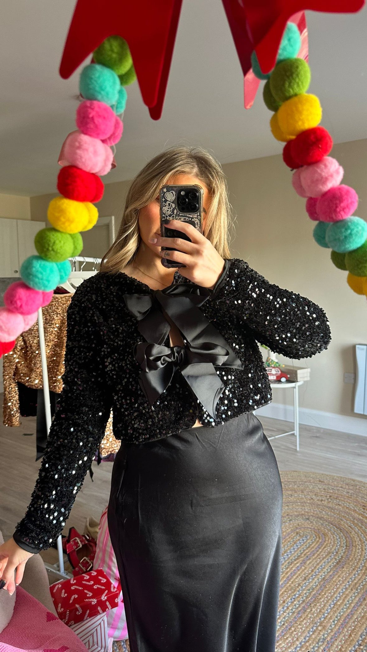 Black Bow Sequin Jacket