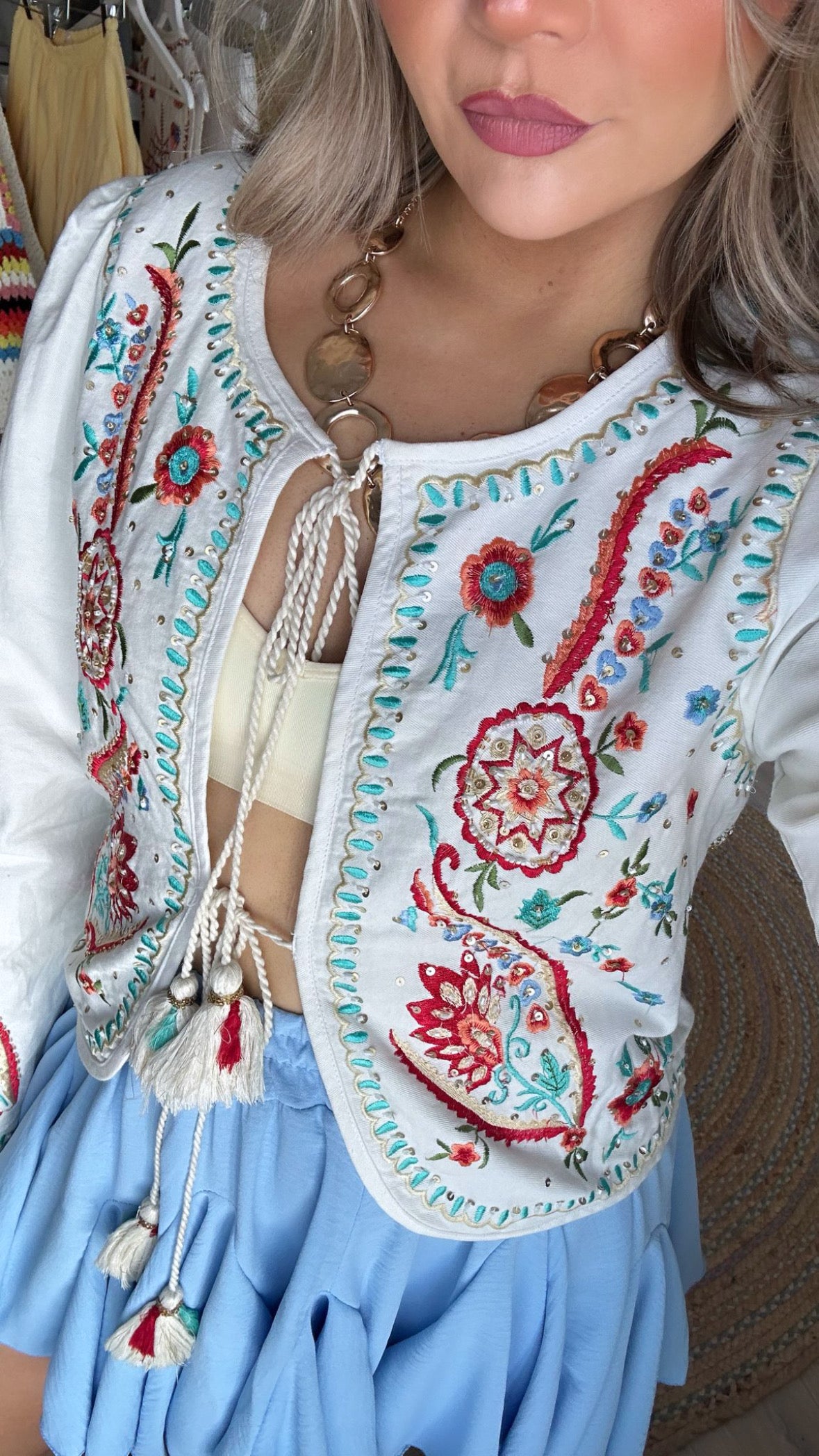 White Embellished Tassle Jacket